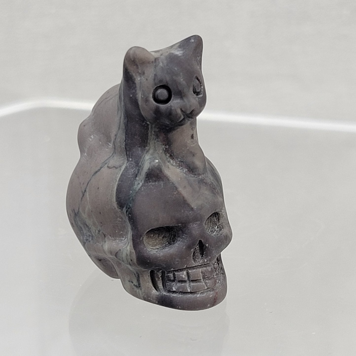 Mini skull w/ cat on top