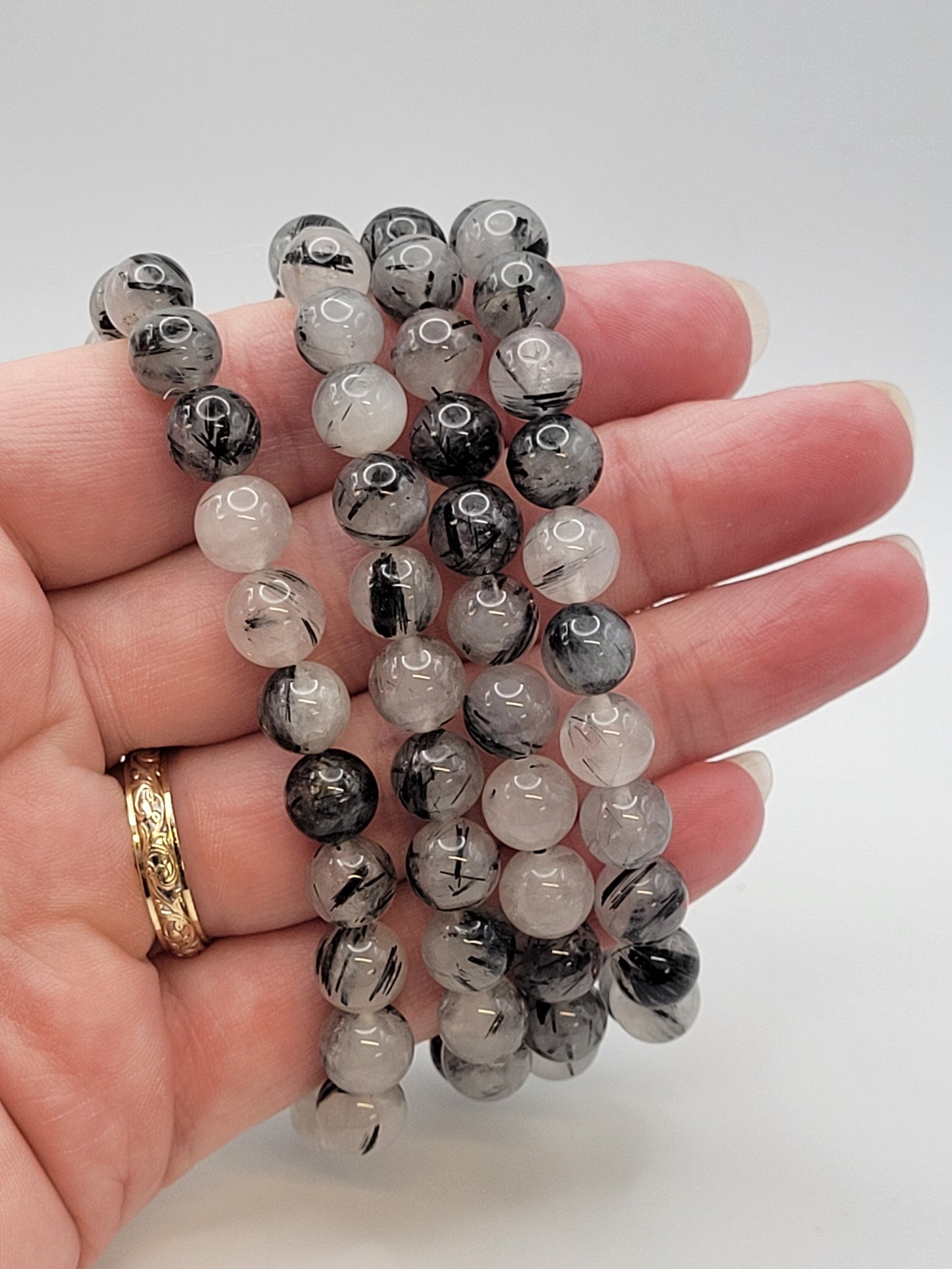 Quartz w/ Black Tourmaline bracelets
