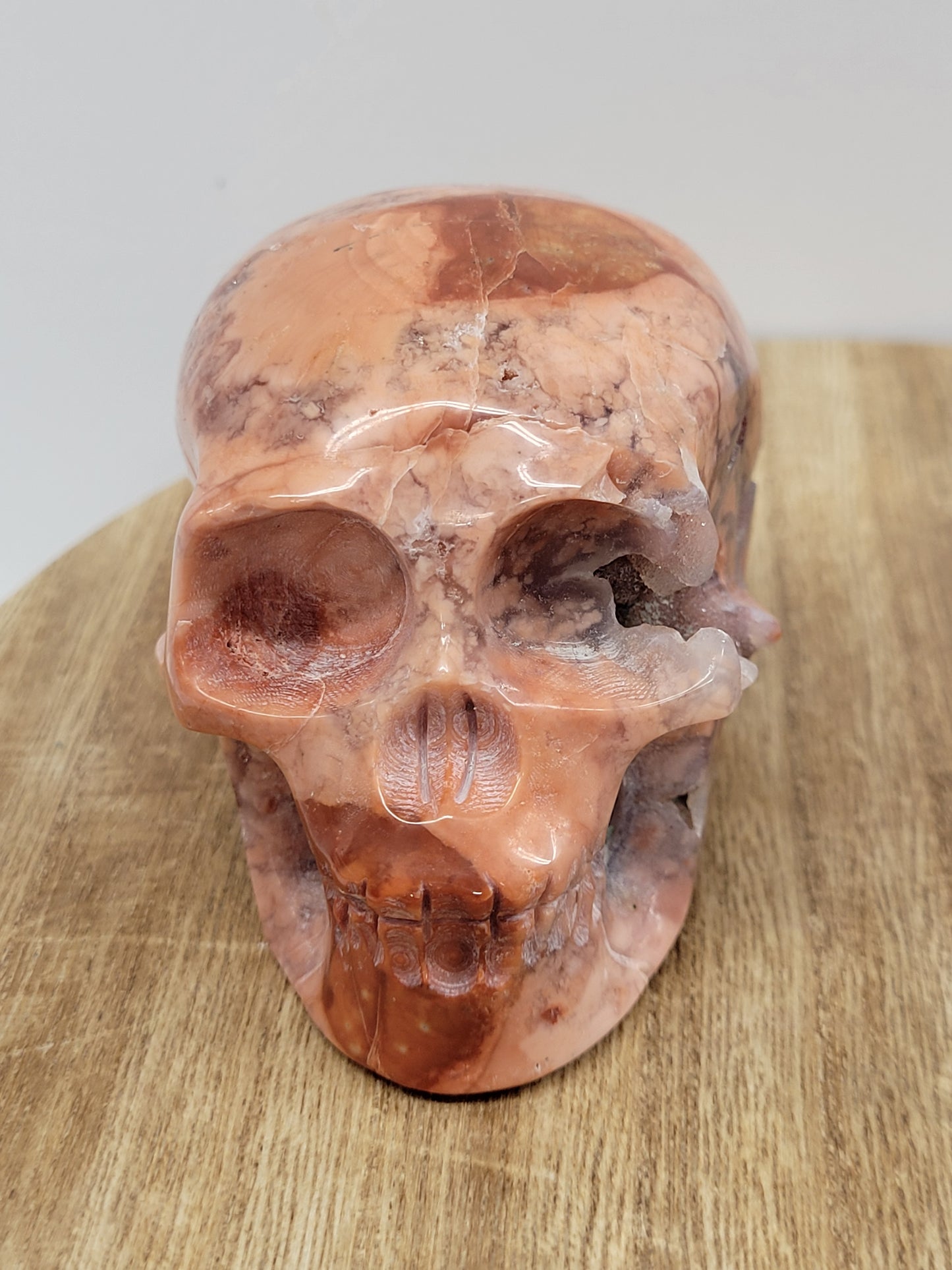 Skull large - Cotton Candy Agate (Pink Agate)