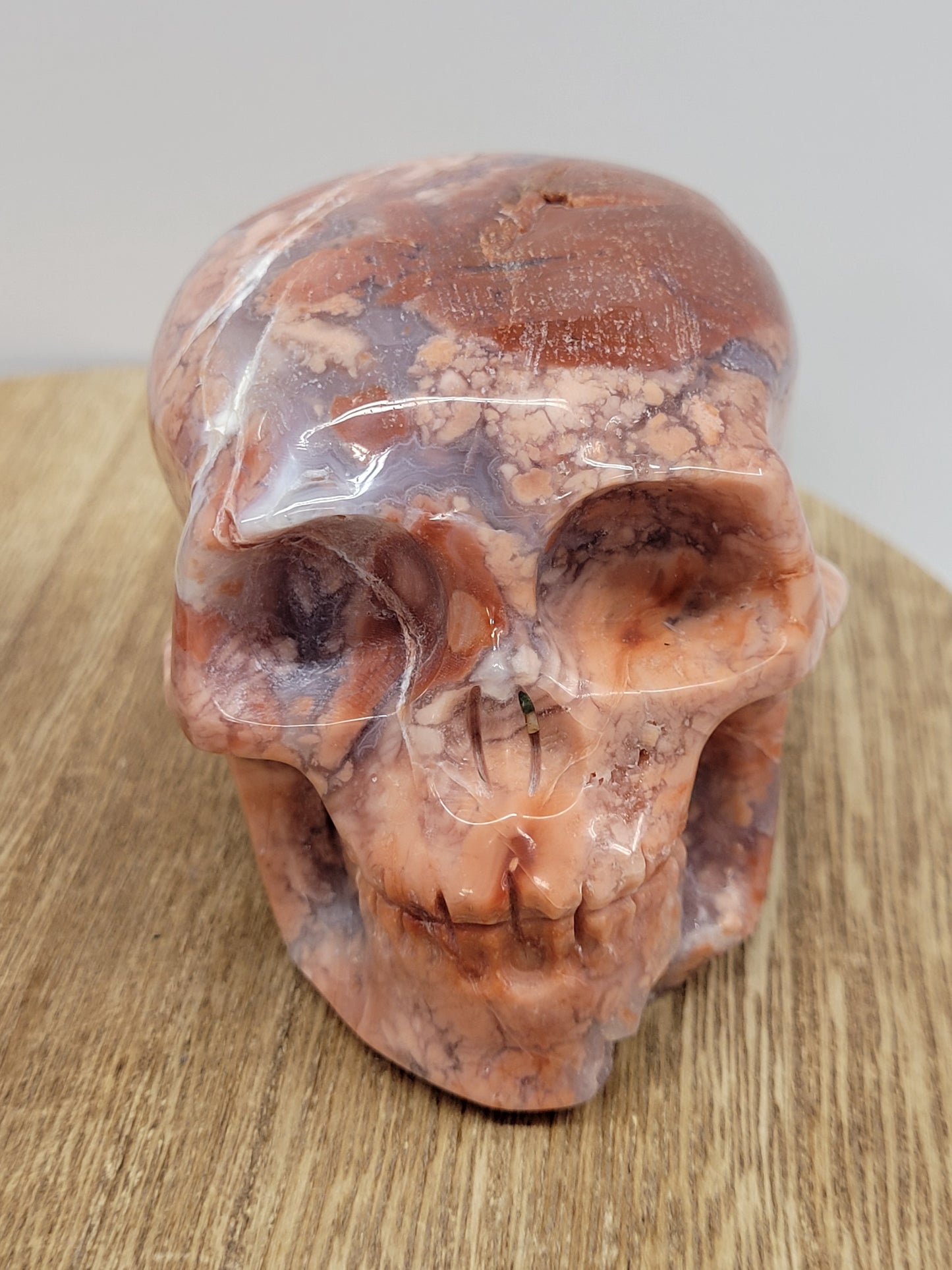 Skull large - Cotton Candy Agate (Pink Agate)