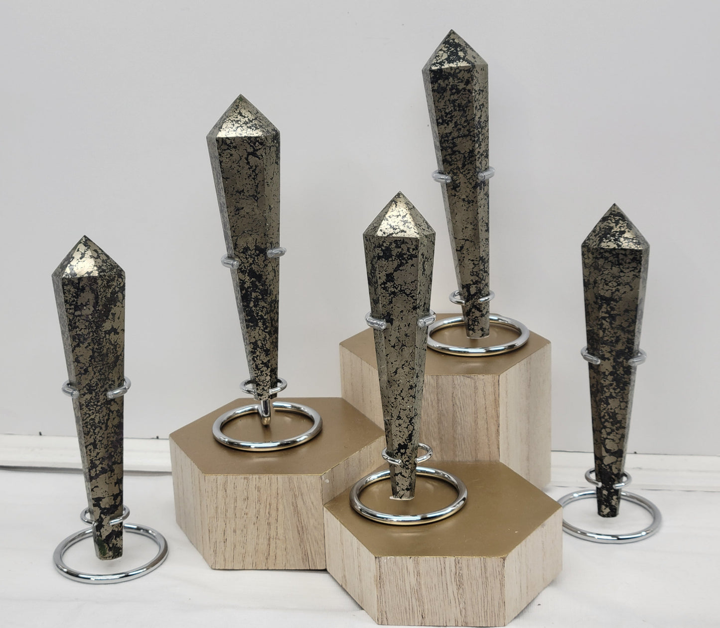 Pyrite wand on stand