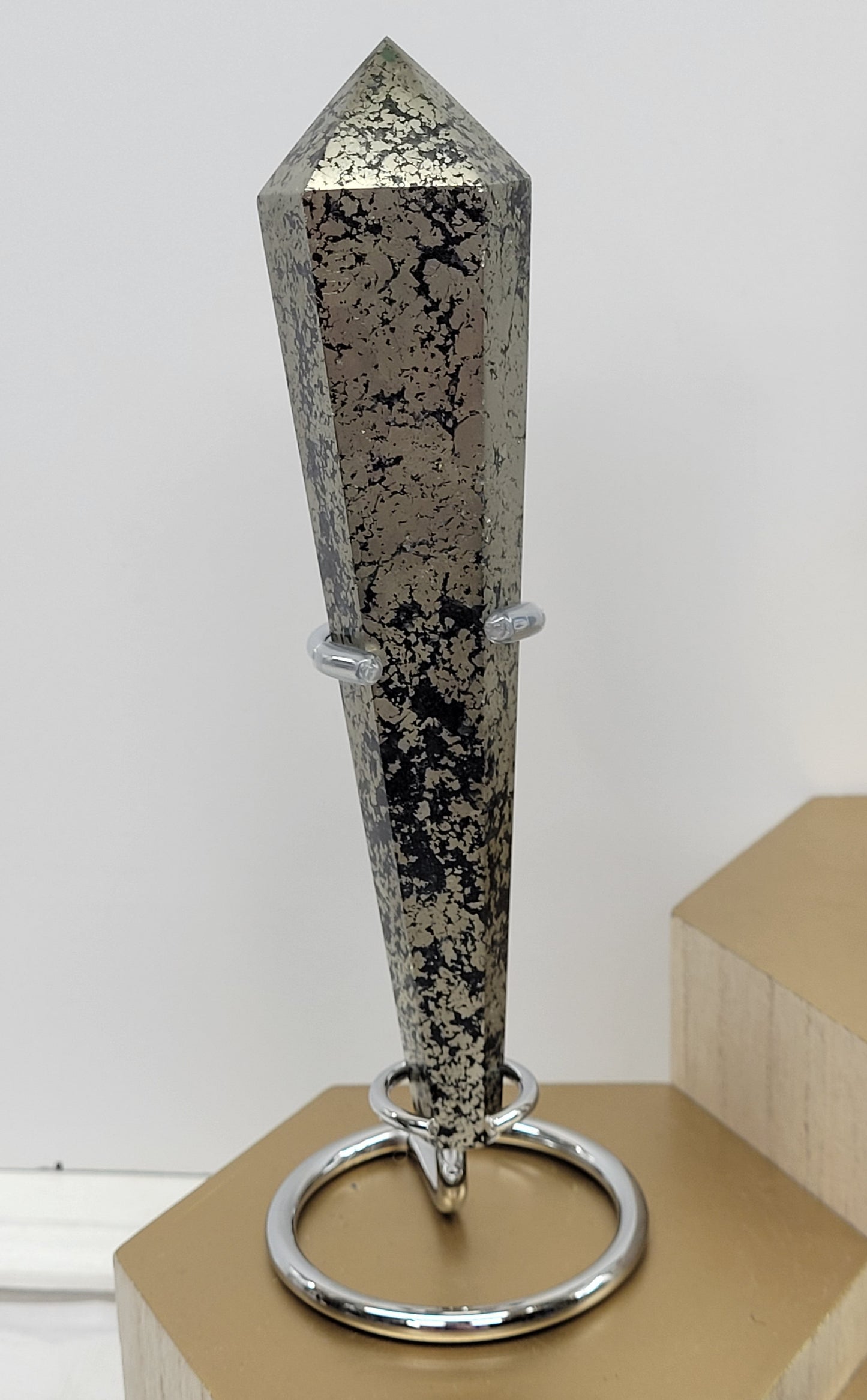 Pyrite wand on stand