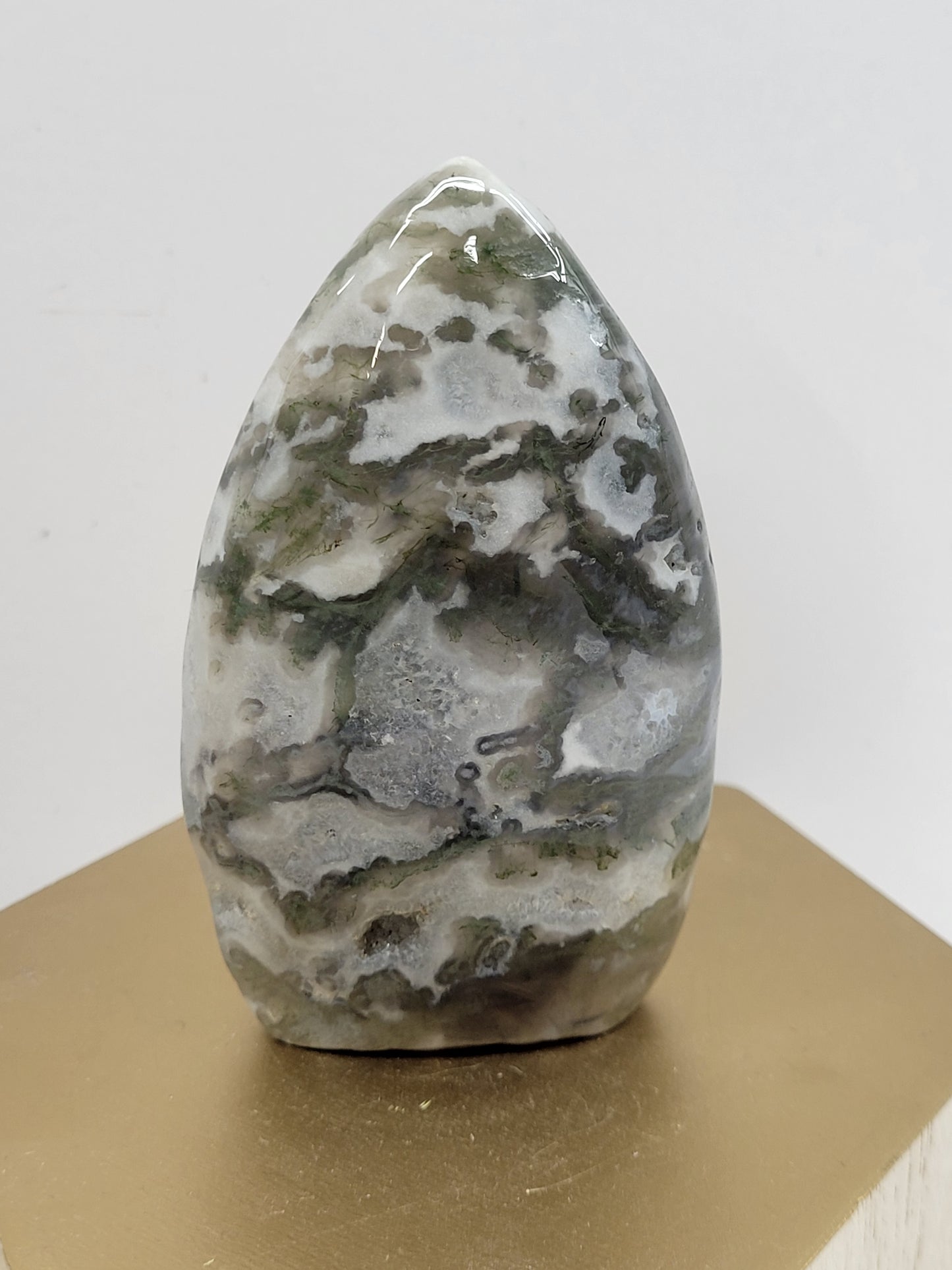 Moss Agate teardrop flame