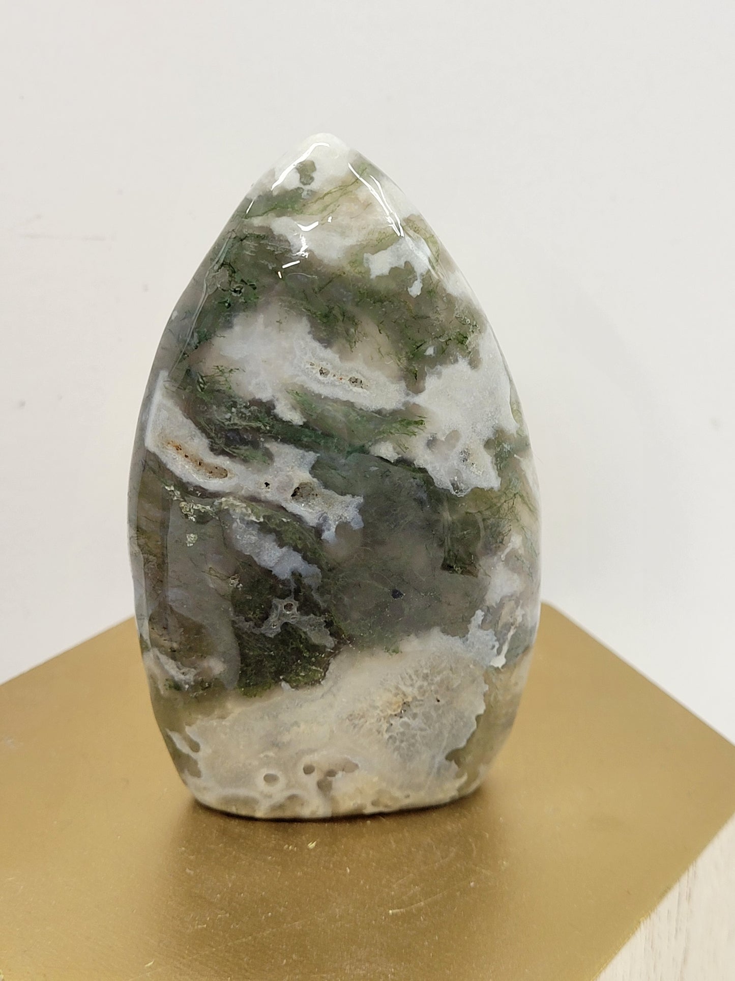 Moss Agate teardrop flame