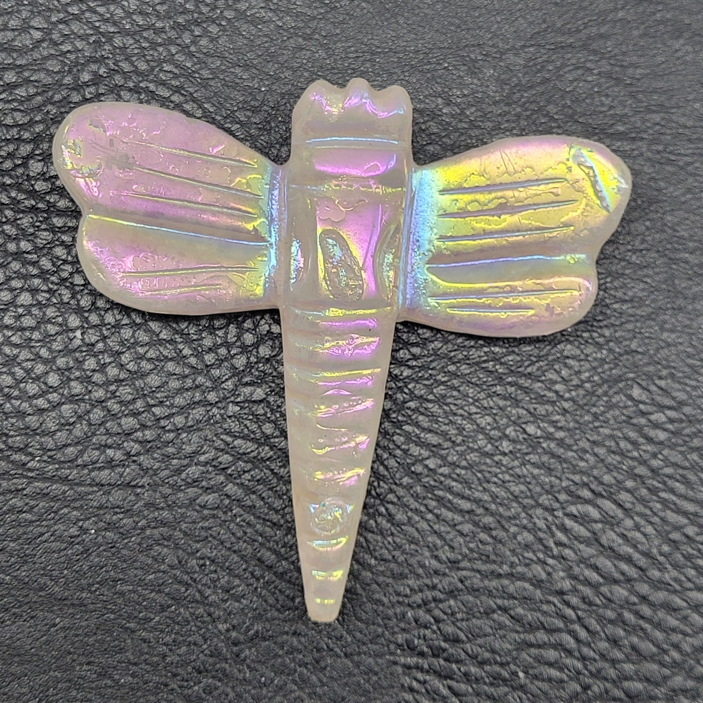 Large dragonfly carvings - Aura Clear Quartz