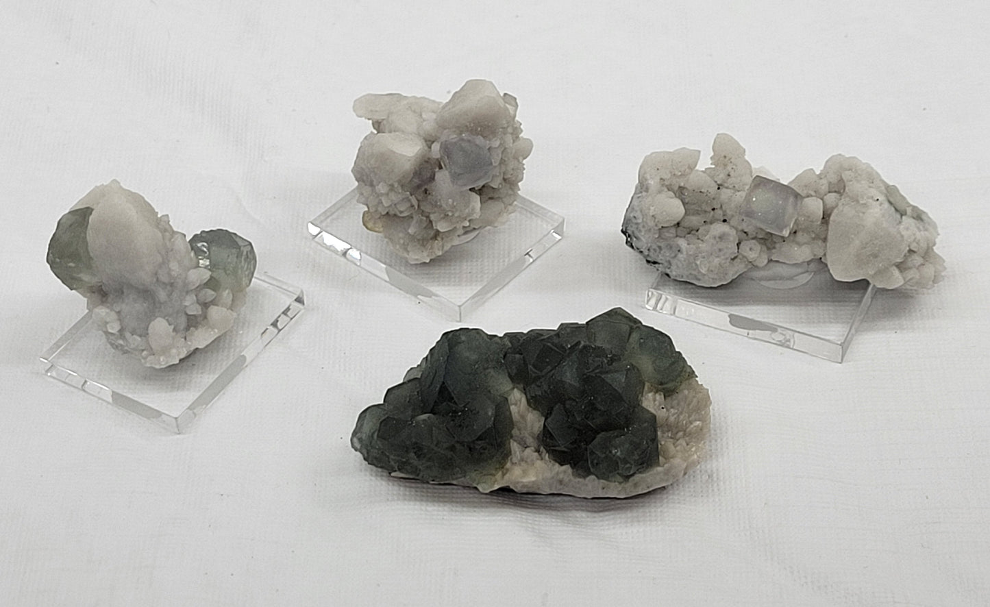 Fluorite on Candle Quartz - China