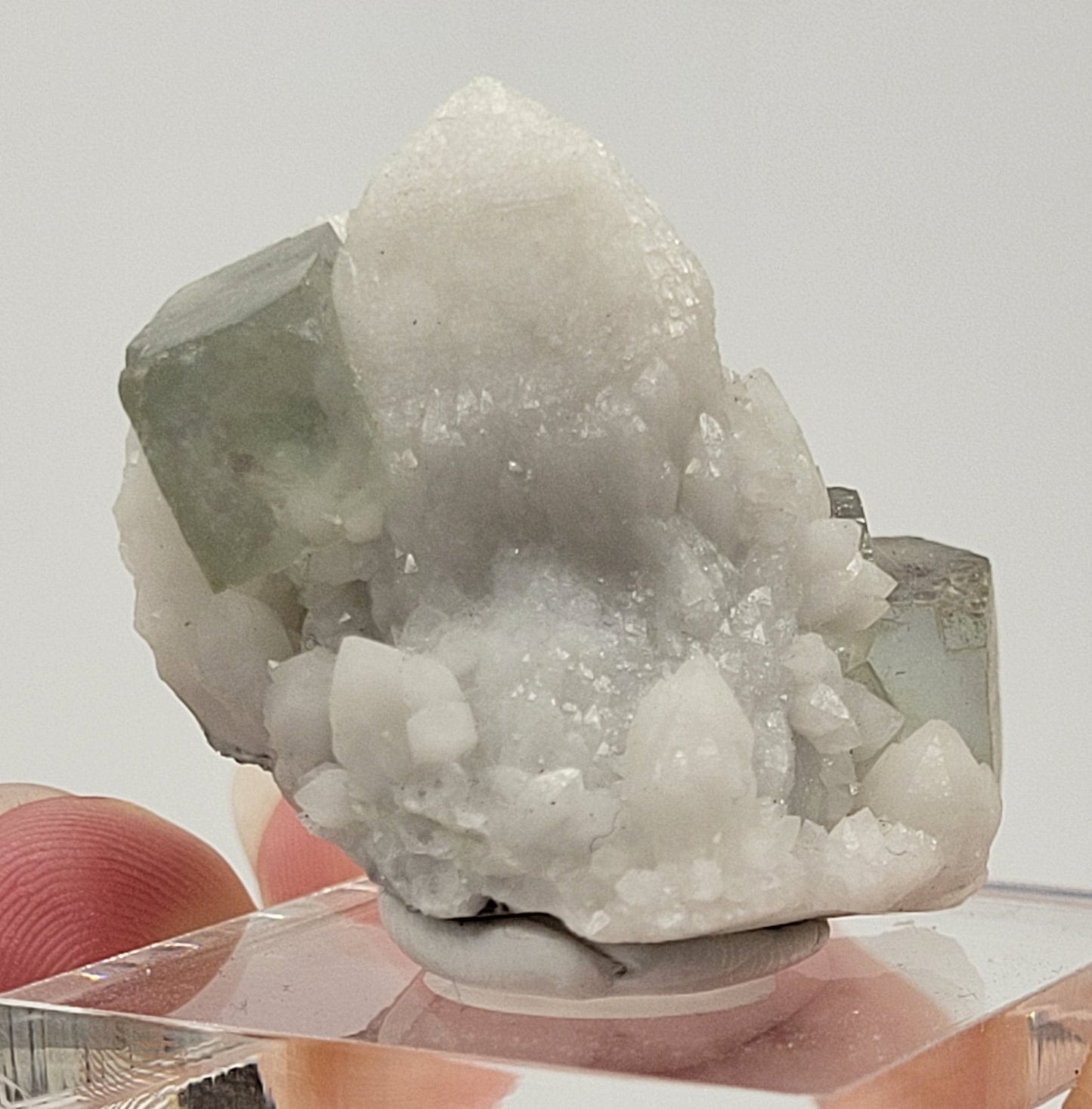 Fluorite on Candle Quartz - China
