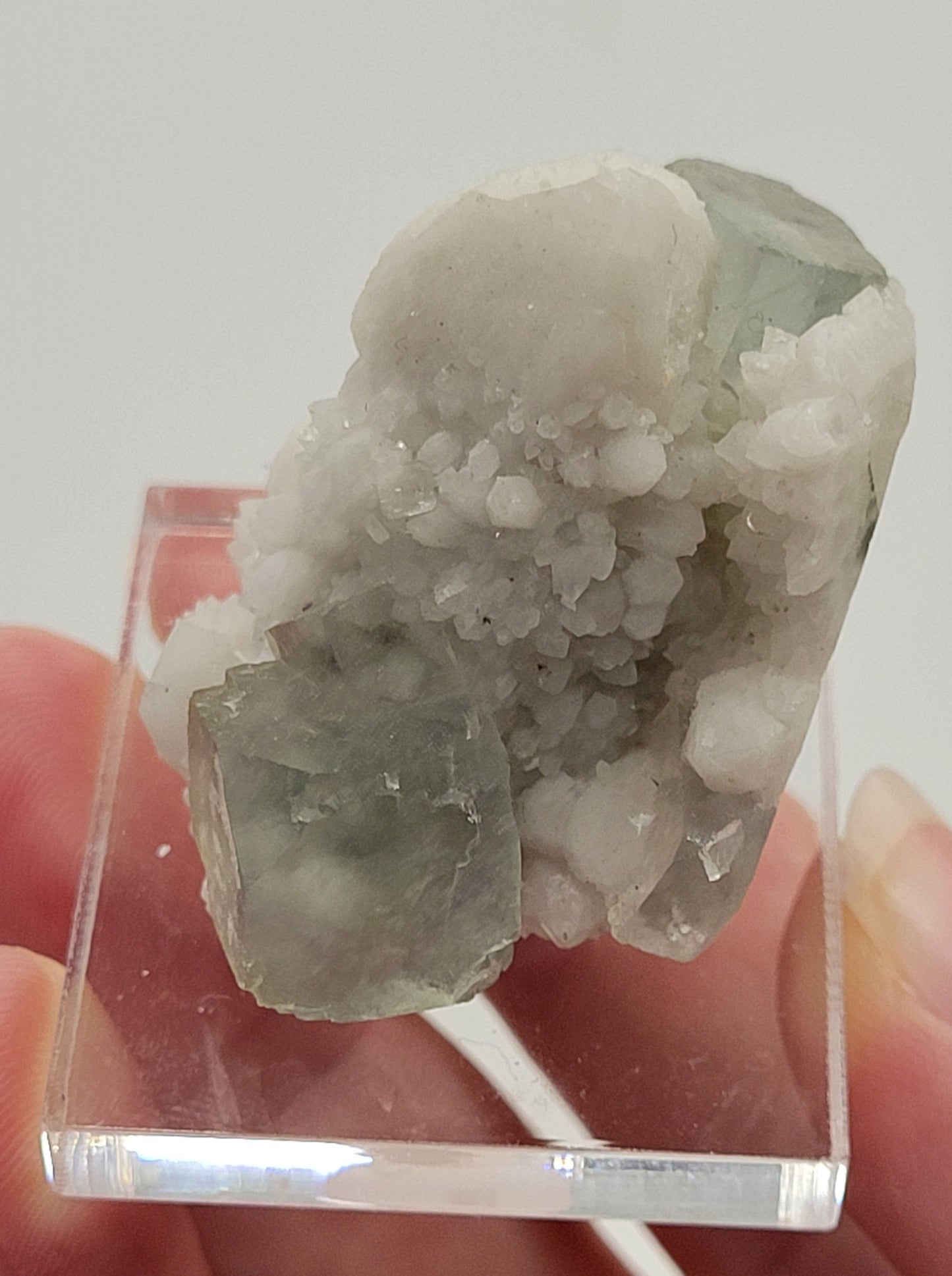 Fluorite on Candle Quartz - China