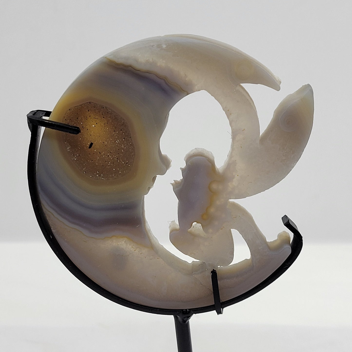 Drusy Agate Moon w/ fairy