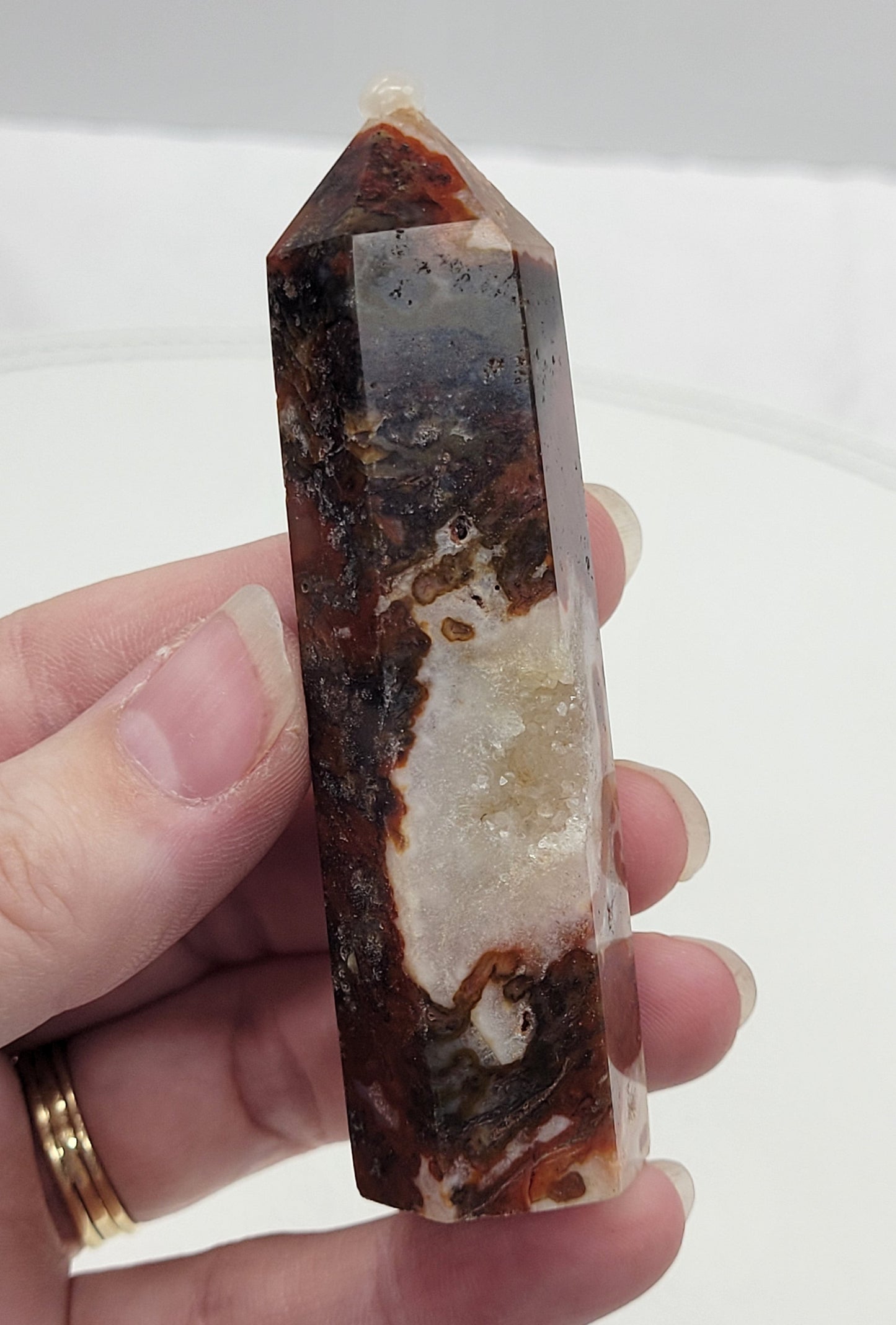 Red Moss Agate tower