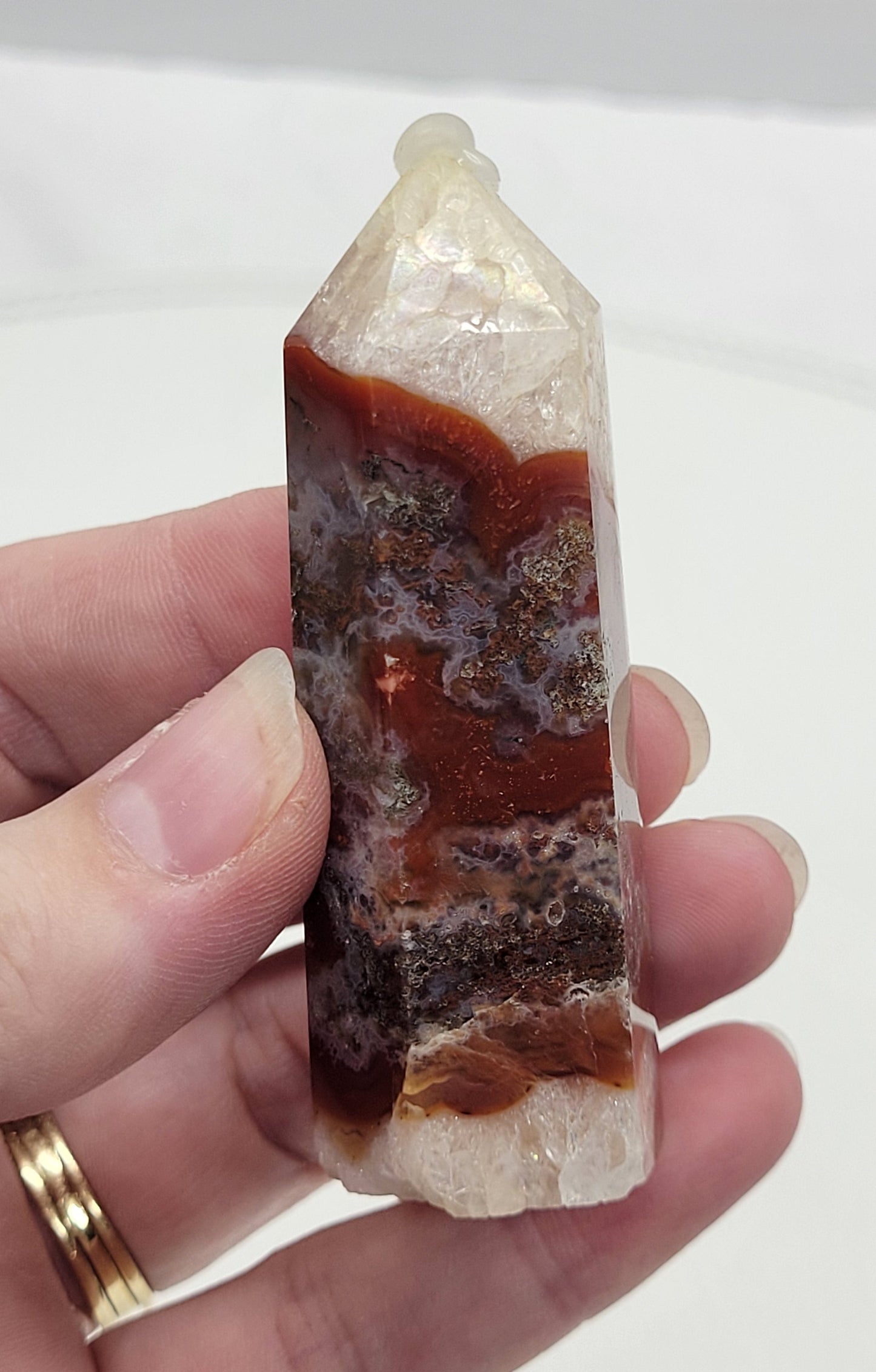 Red Moss Agate tower
