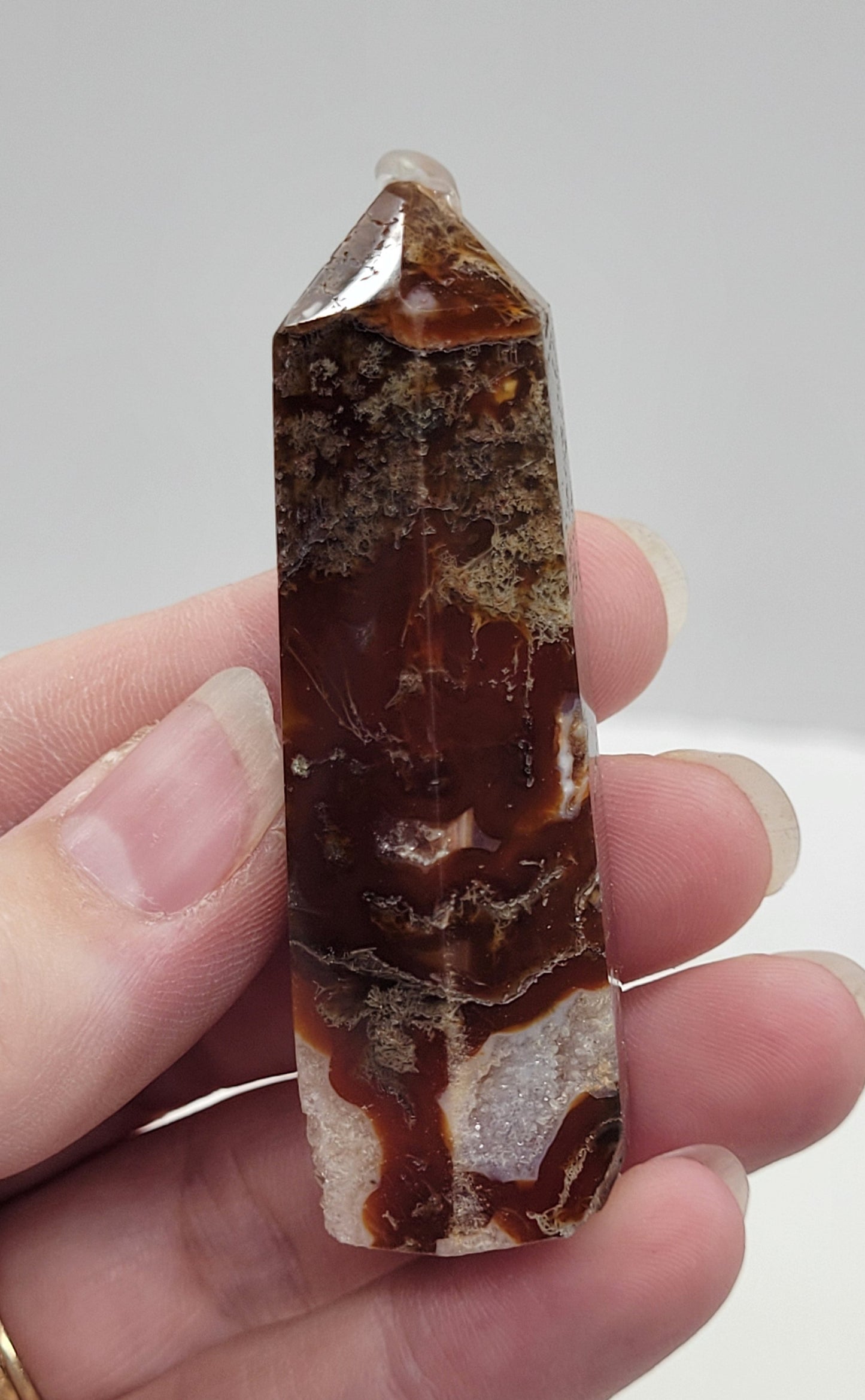 Red Moss Agate tower