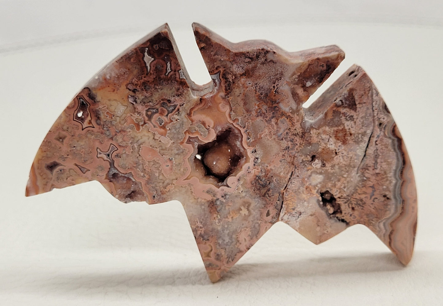 Bat - Pink Crazy Lace Agate