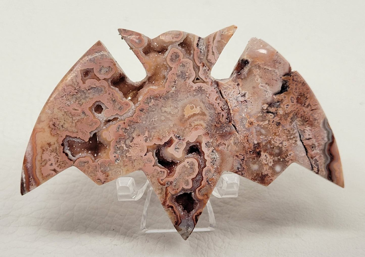 Bat - Pink Crazy Lace Agate