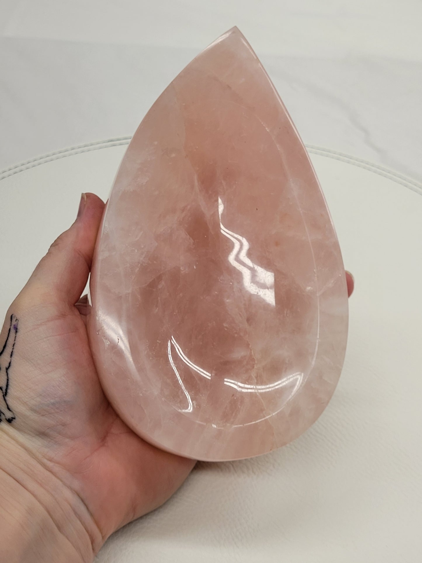 Rose Quartz teardrop bowl