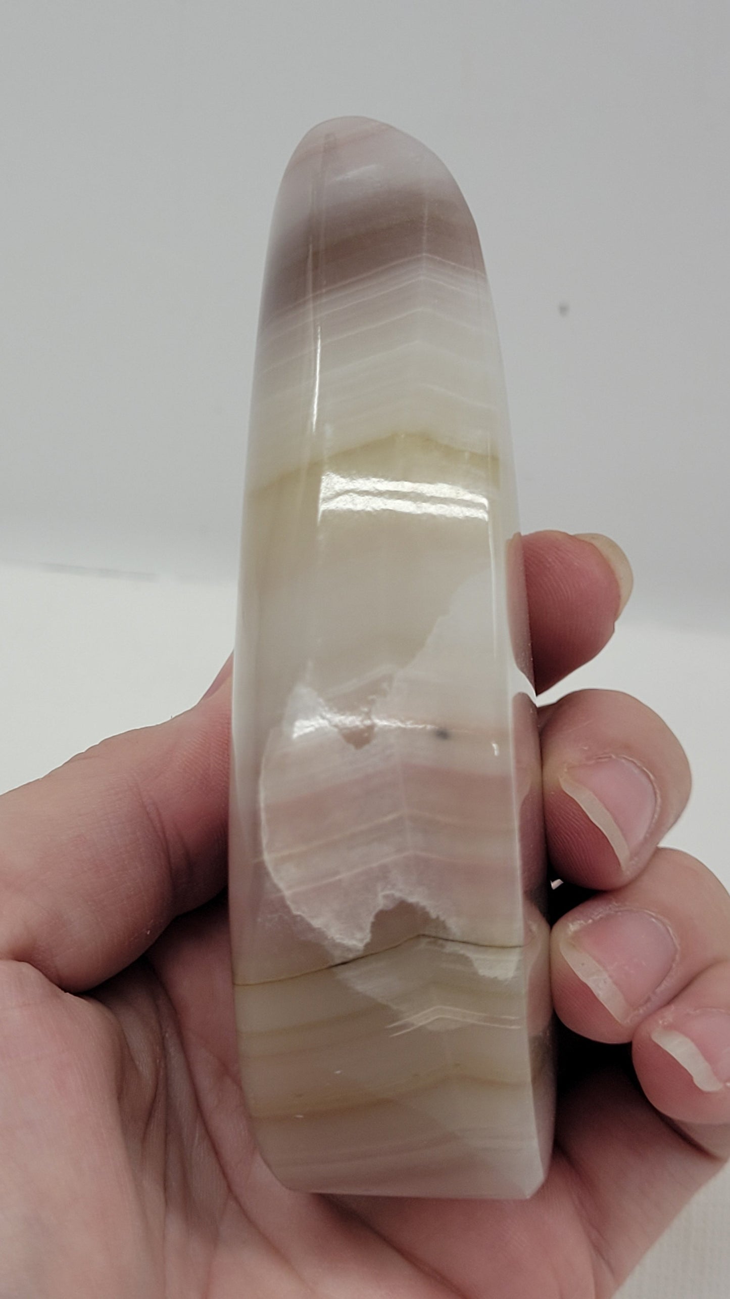 Pink Banded Calcite teardrop flame