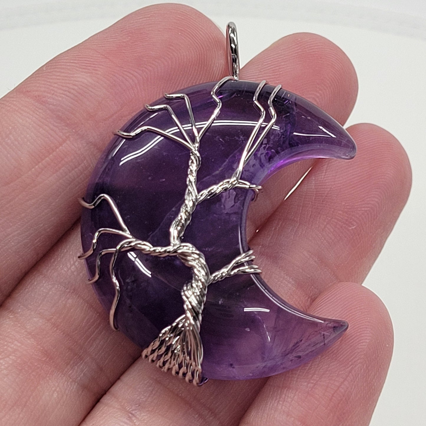 Moon pendant w/ silver tree