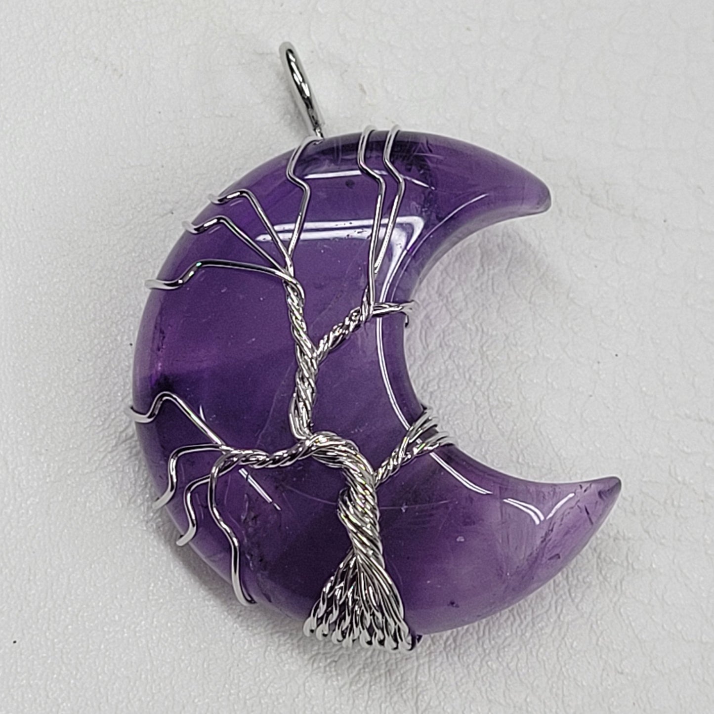 Moon pendant w/ silver tree