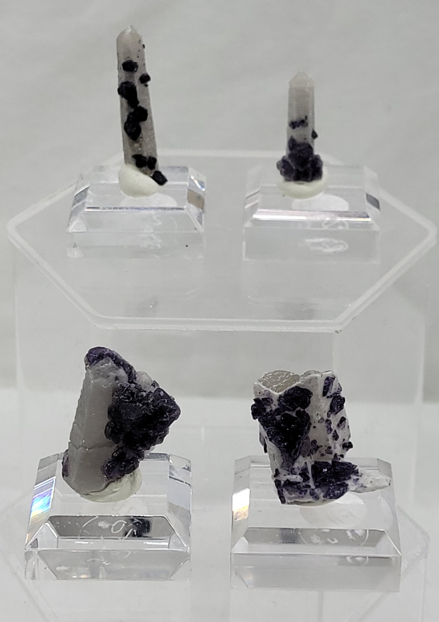 Fluorite on Candle Quartz - China