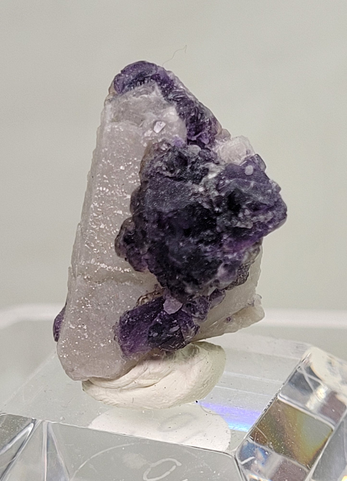Fluorite on Candle Quartz - China