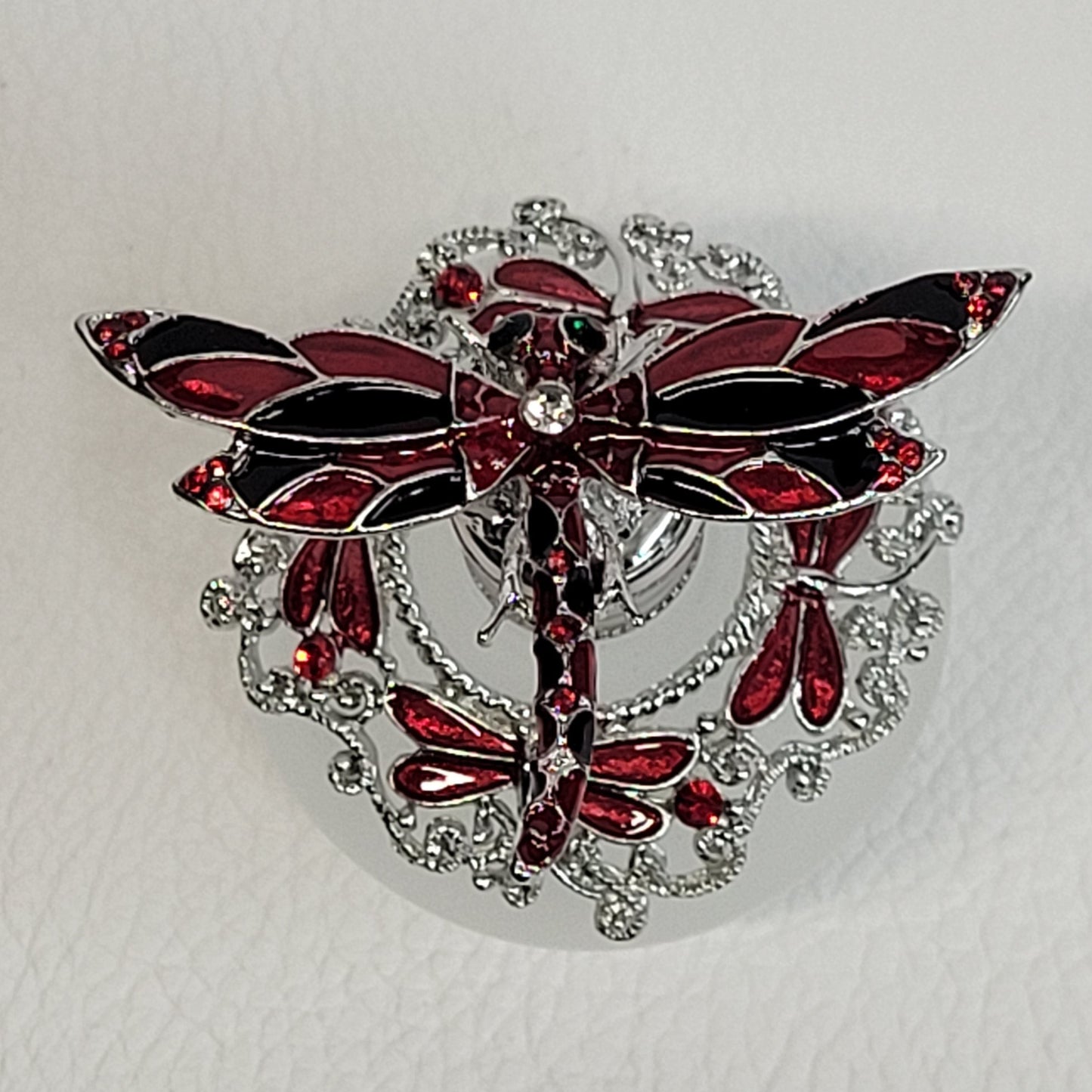 Perfume bottle - Clear bottle w/ red & black dragonfly