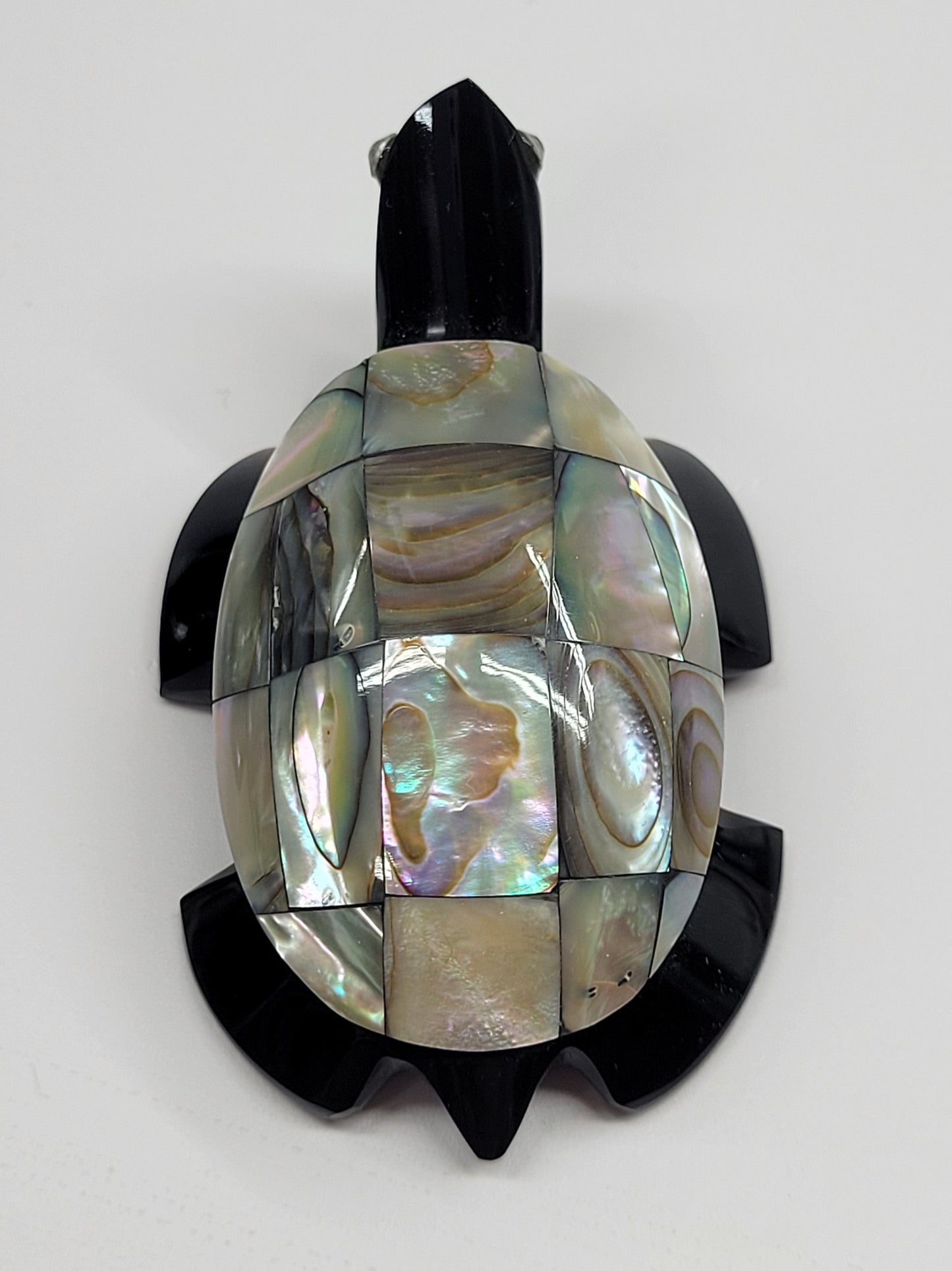 Abalone shell & Obsidian turtle carvings