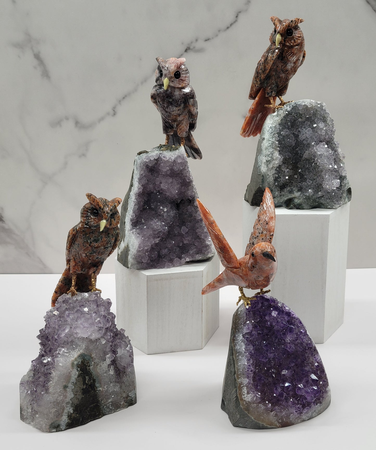 Amethyst cut base w/ crystal bird