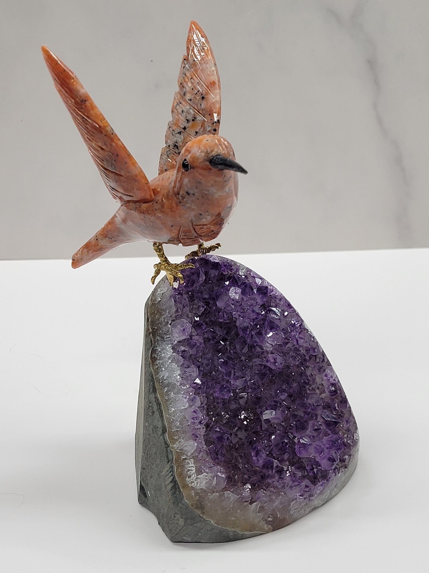 Amethyst cut base w/ crystal bird
