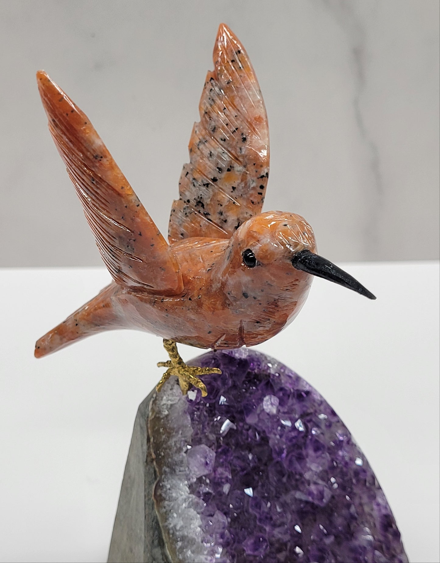 Amethyst cut base w/ crystal bird