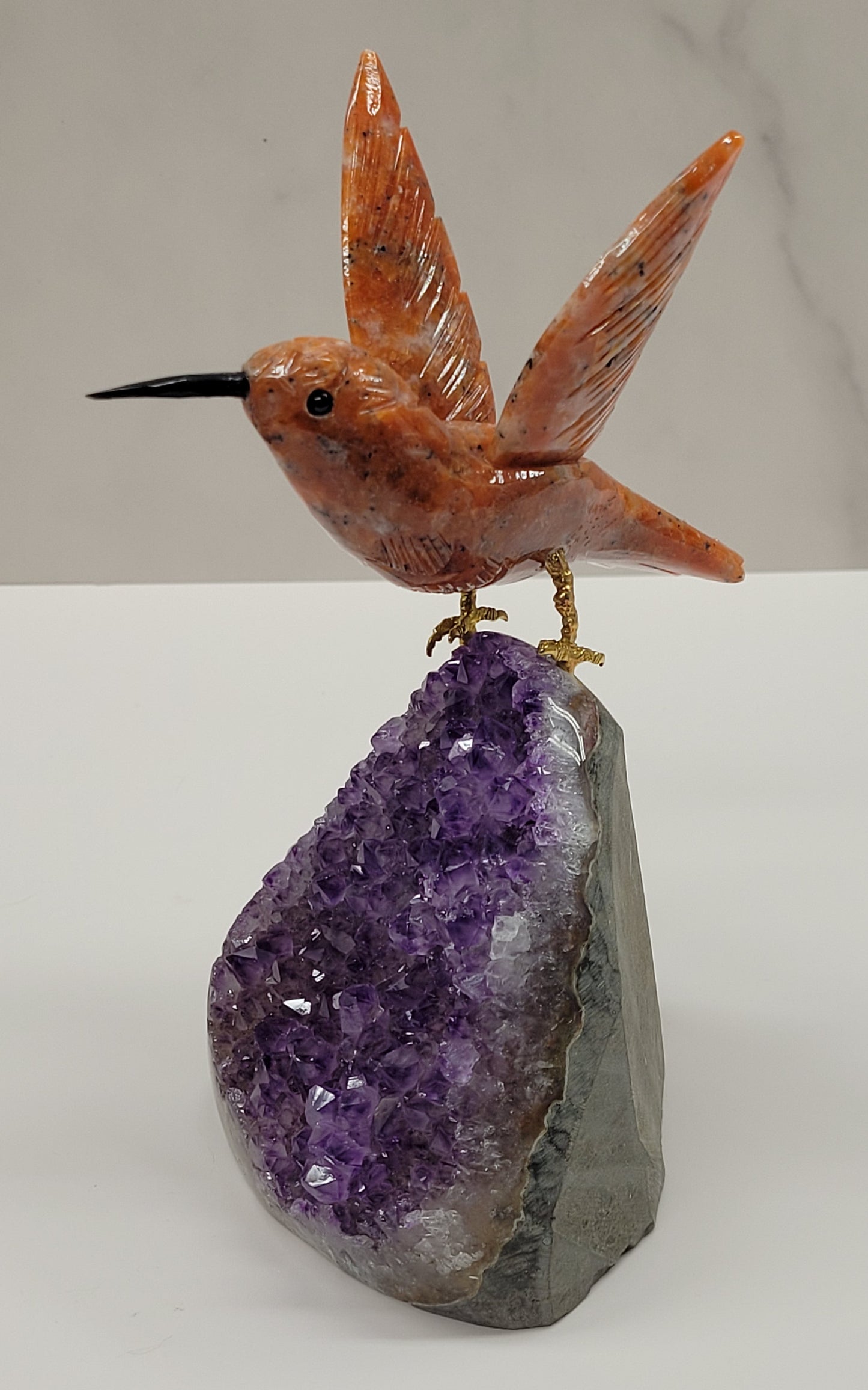 Amethyst cut base w/ crystal bird