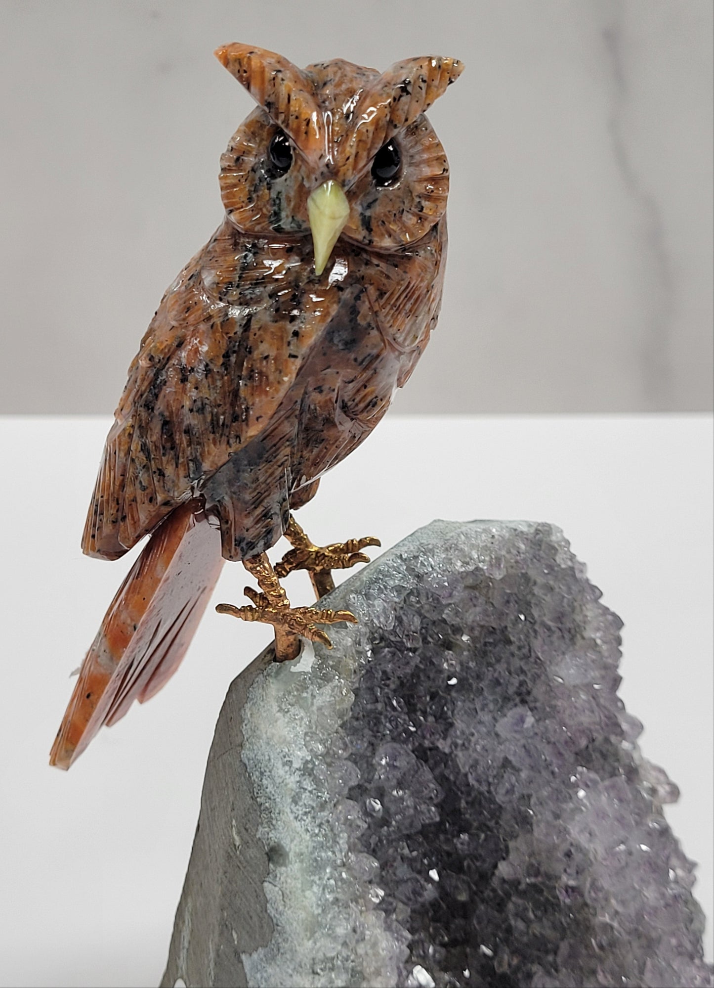 Amethyst cut base w/ crystal bird