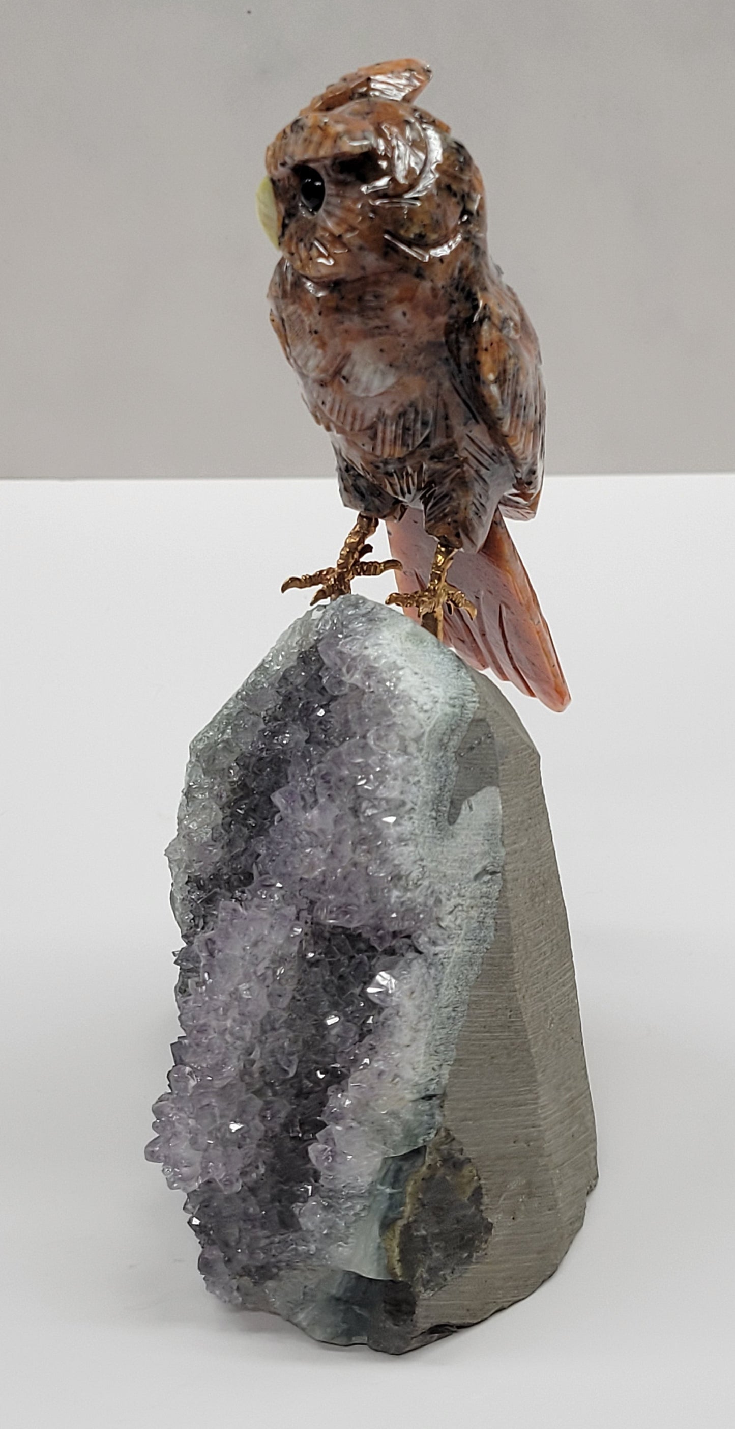 Amethyst cut base w/ crystal bird