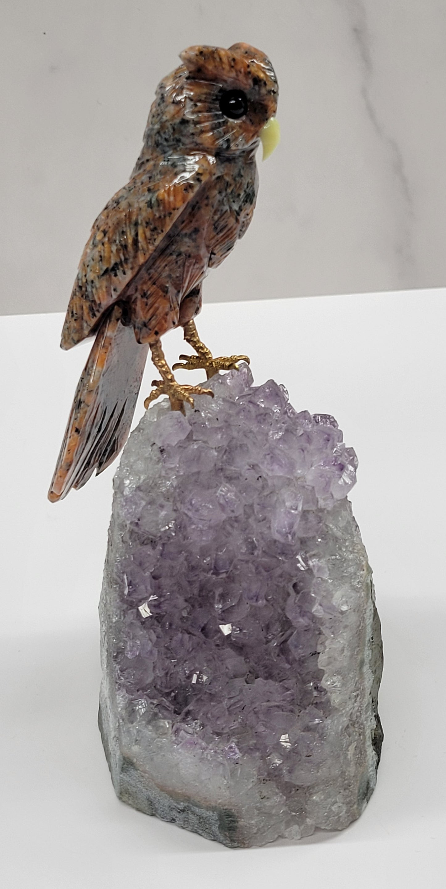 Amethyst cut base w/ crystal bird