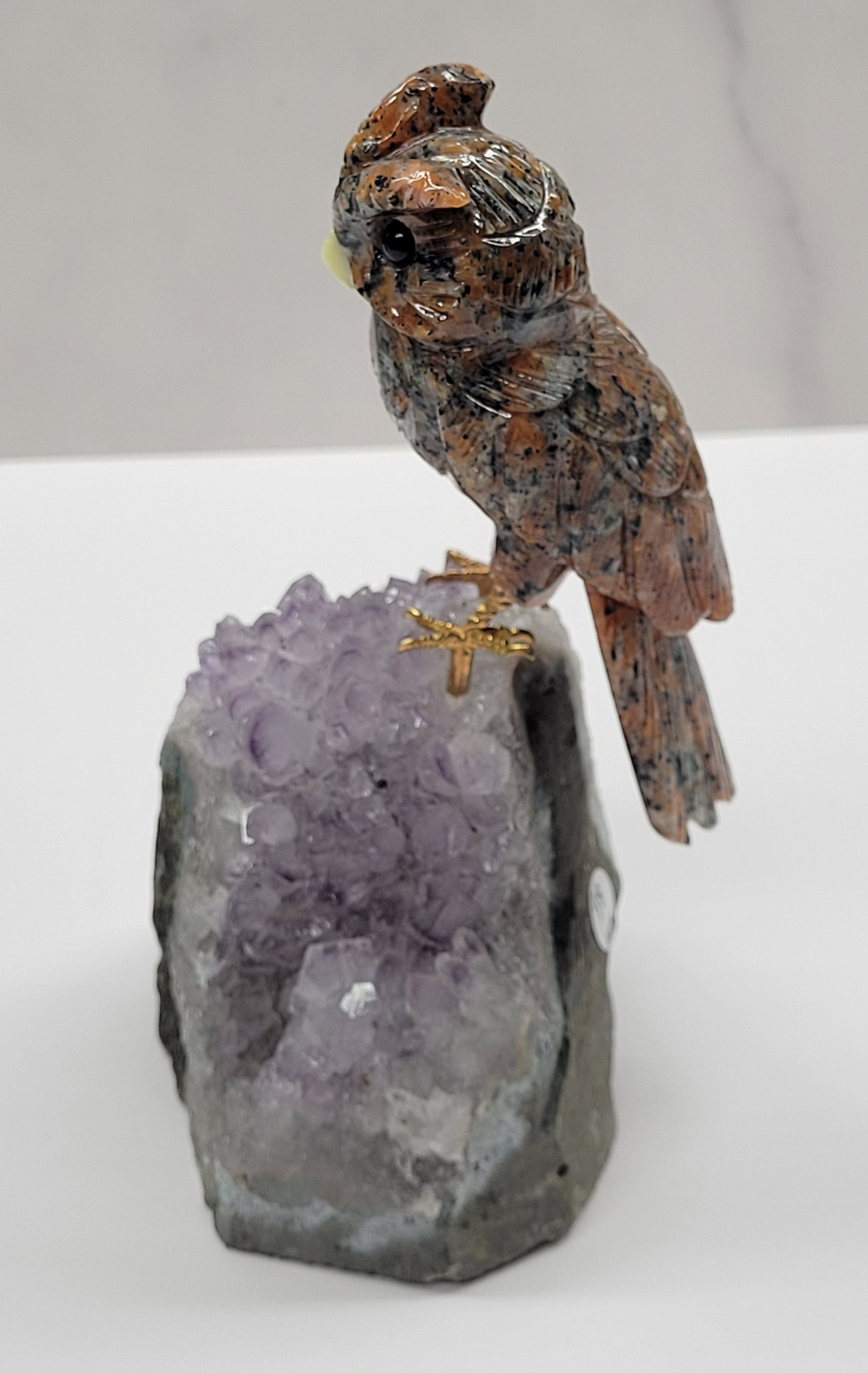 Amethyst cut base w/ crystal bird