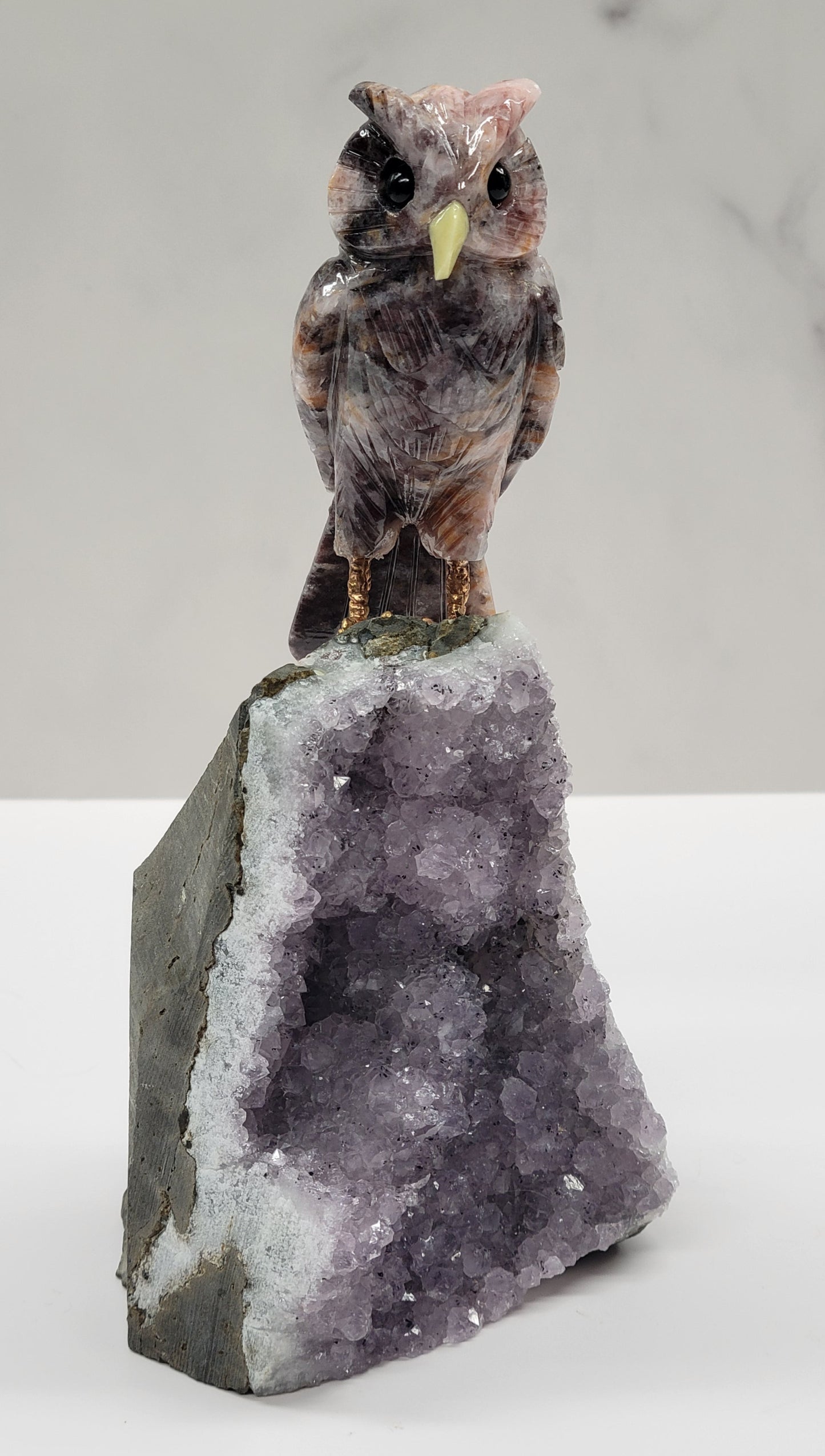Amethyst cut base w/ crystal bird