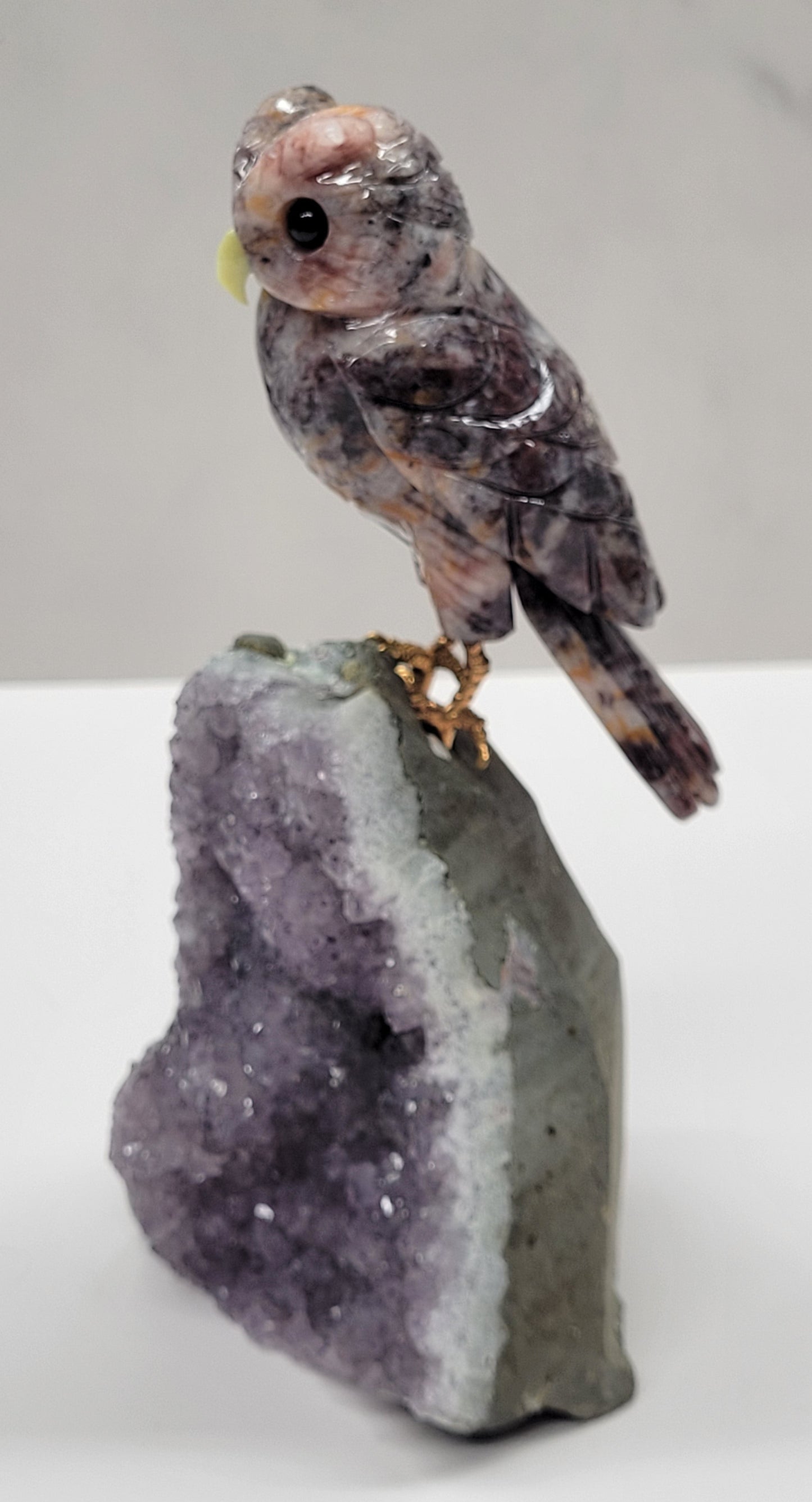 Amethyst cut base w/ crystal bird