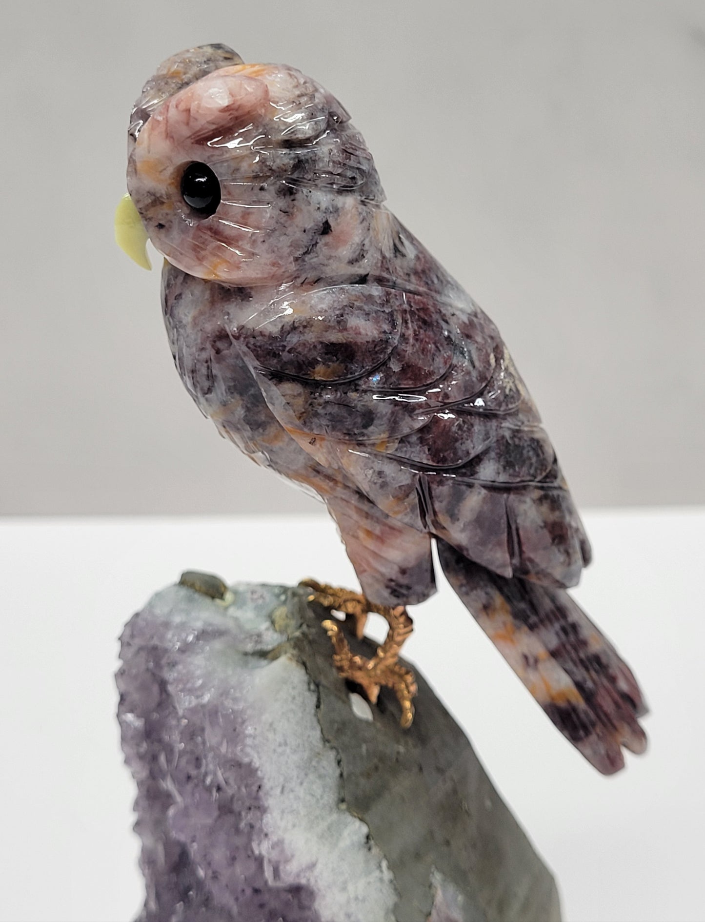 Amethyst cut base w/ crystal bird