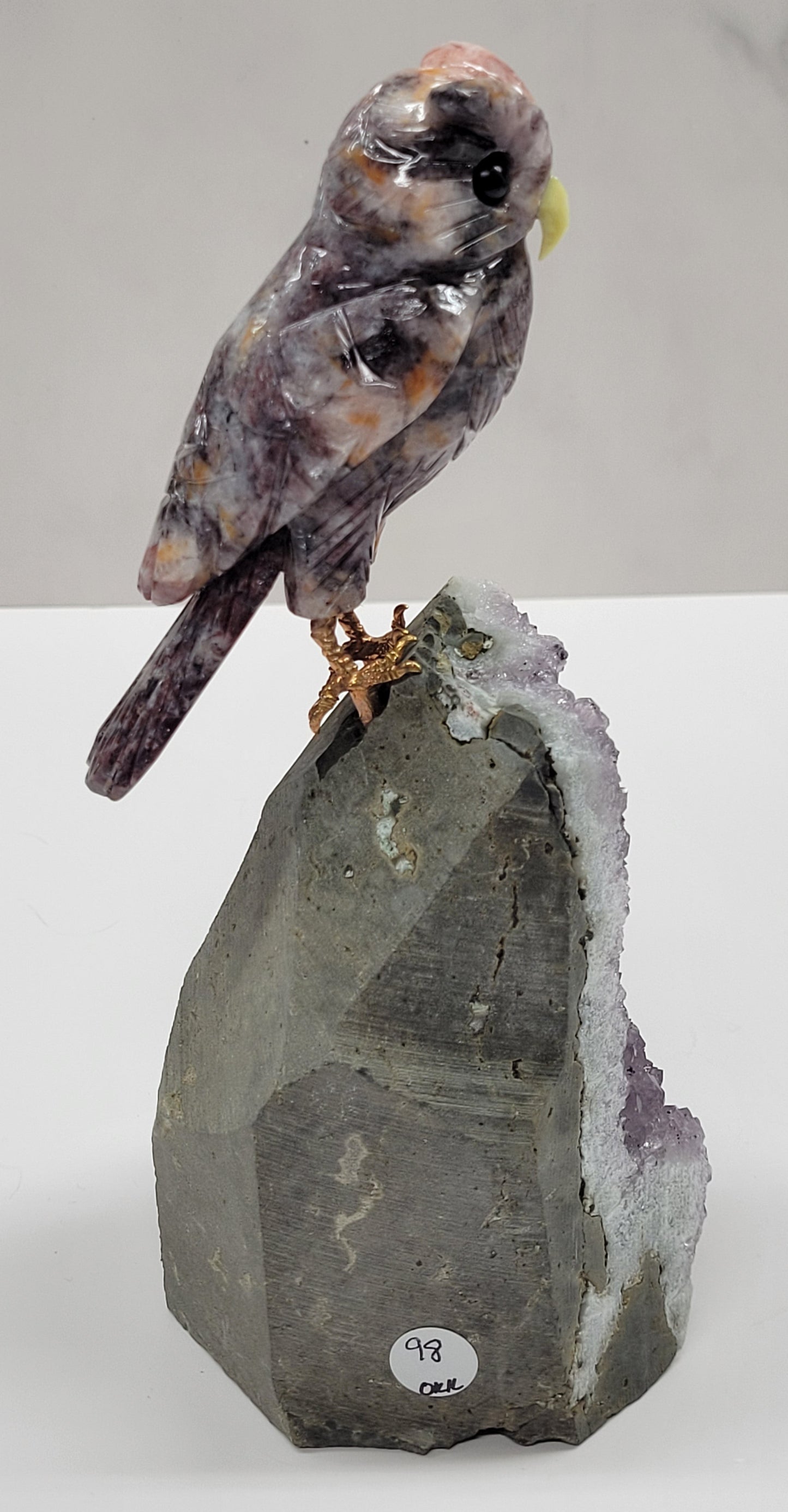 Amethyst cut base w/ crystal bird