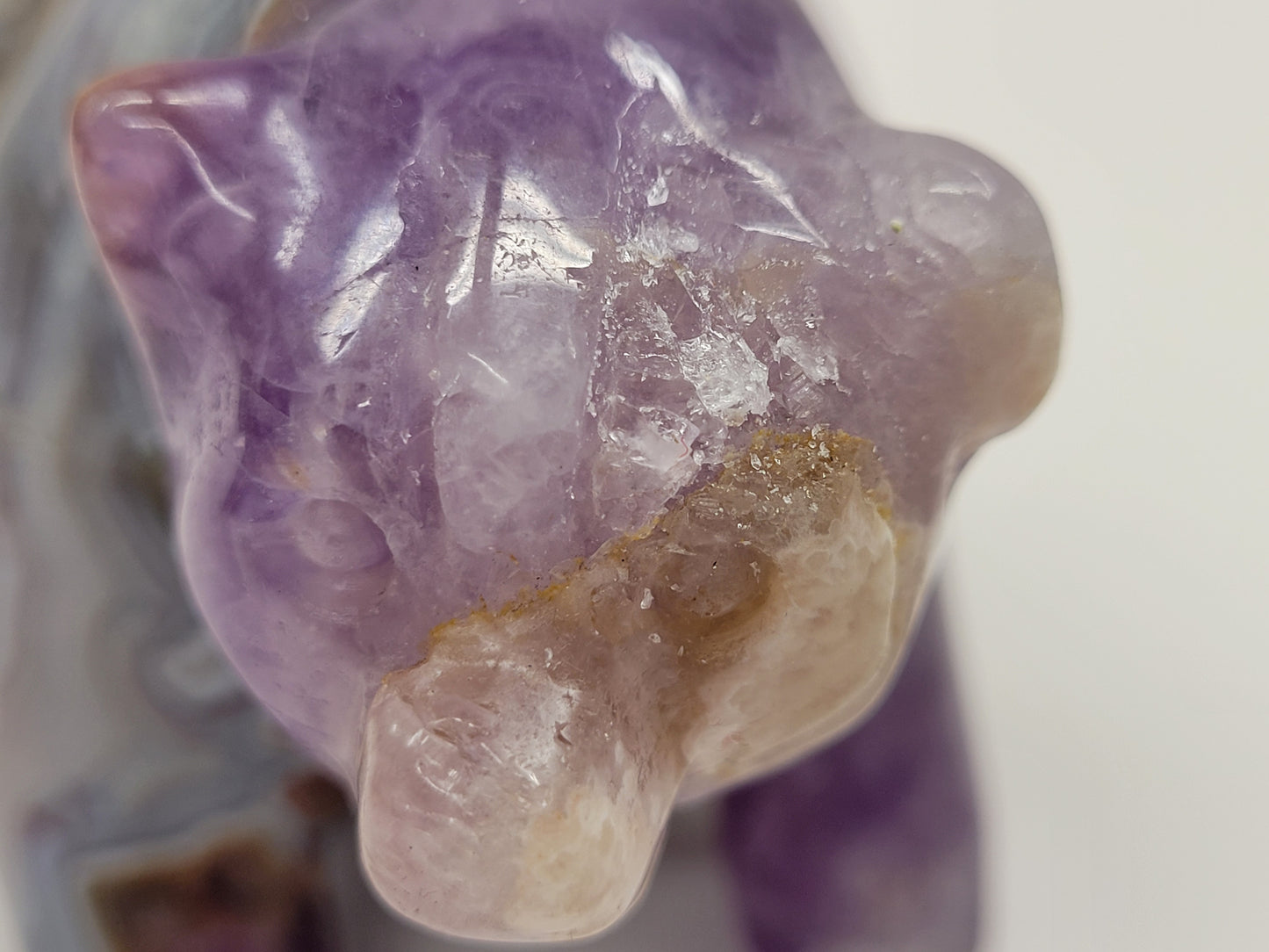 Bear carving - Amethyst w/ Agate (L)