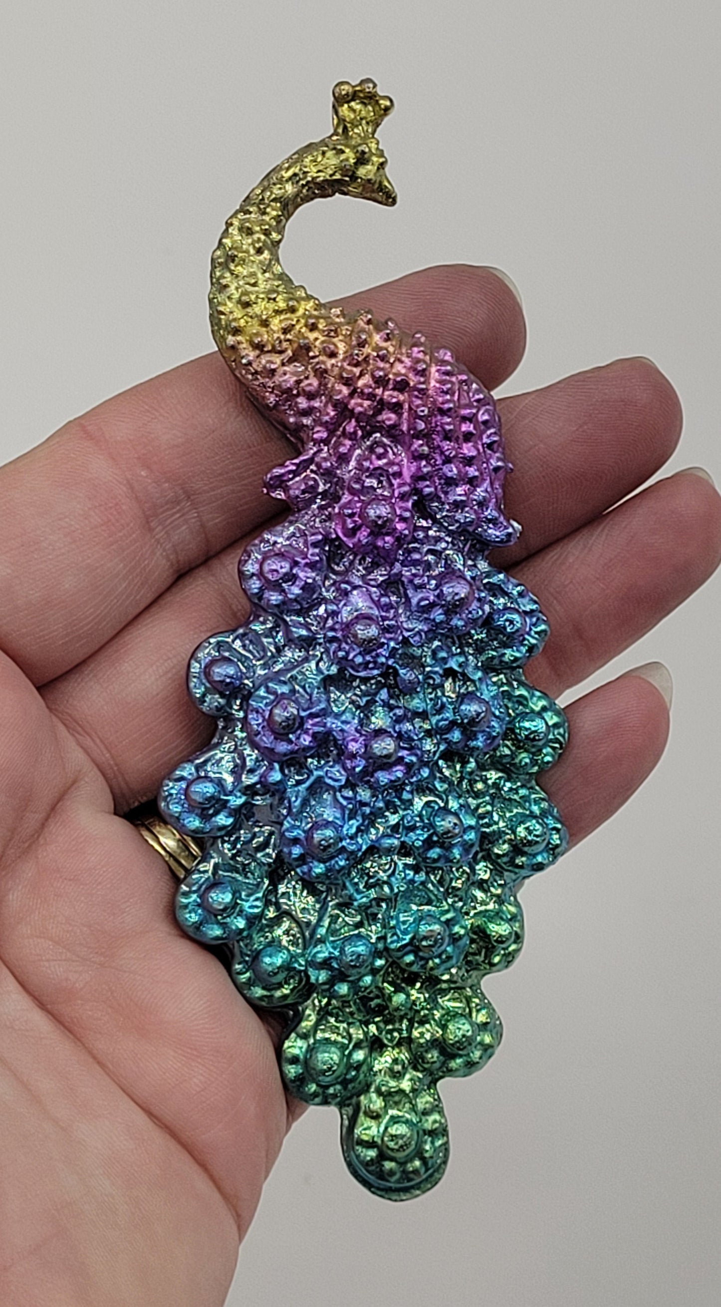 Bismuth carving - Peacock