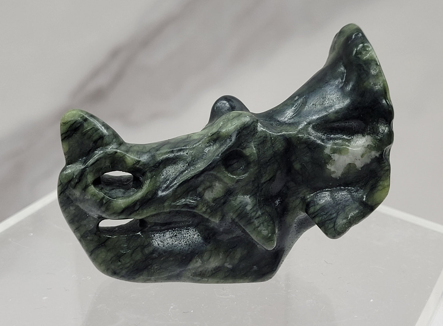 Triceratops skull carving