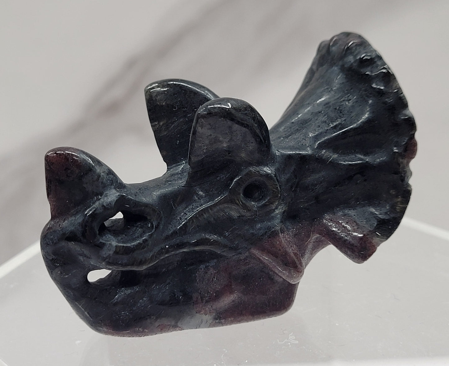 Triceratops skull carving