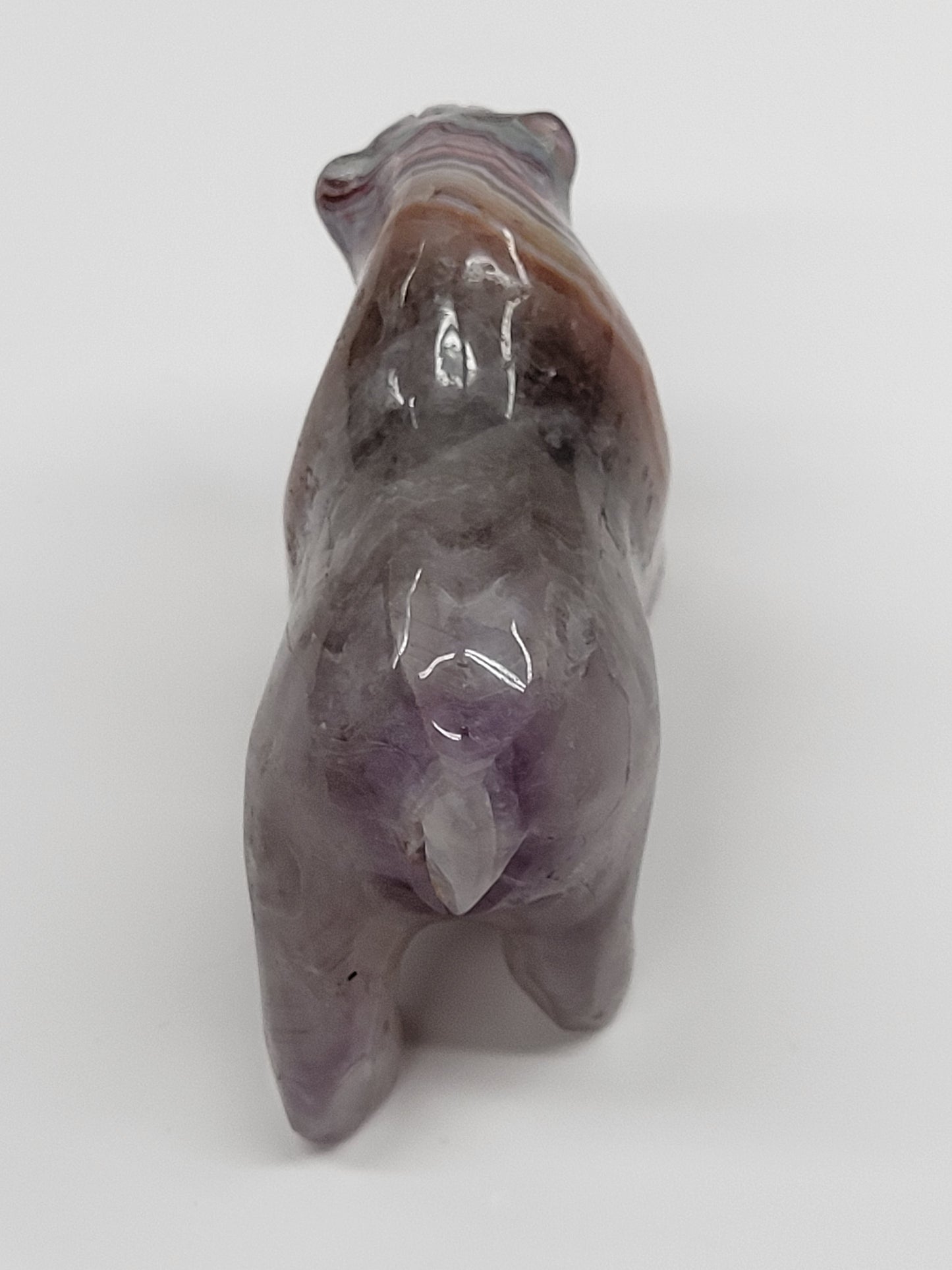 Bear carving - Amethyst w/ Agate (L)