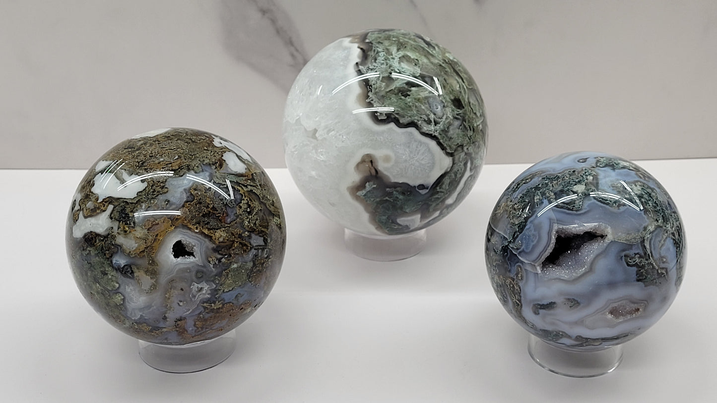 Moss Agate sphere (L & XL)