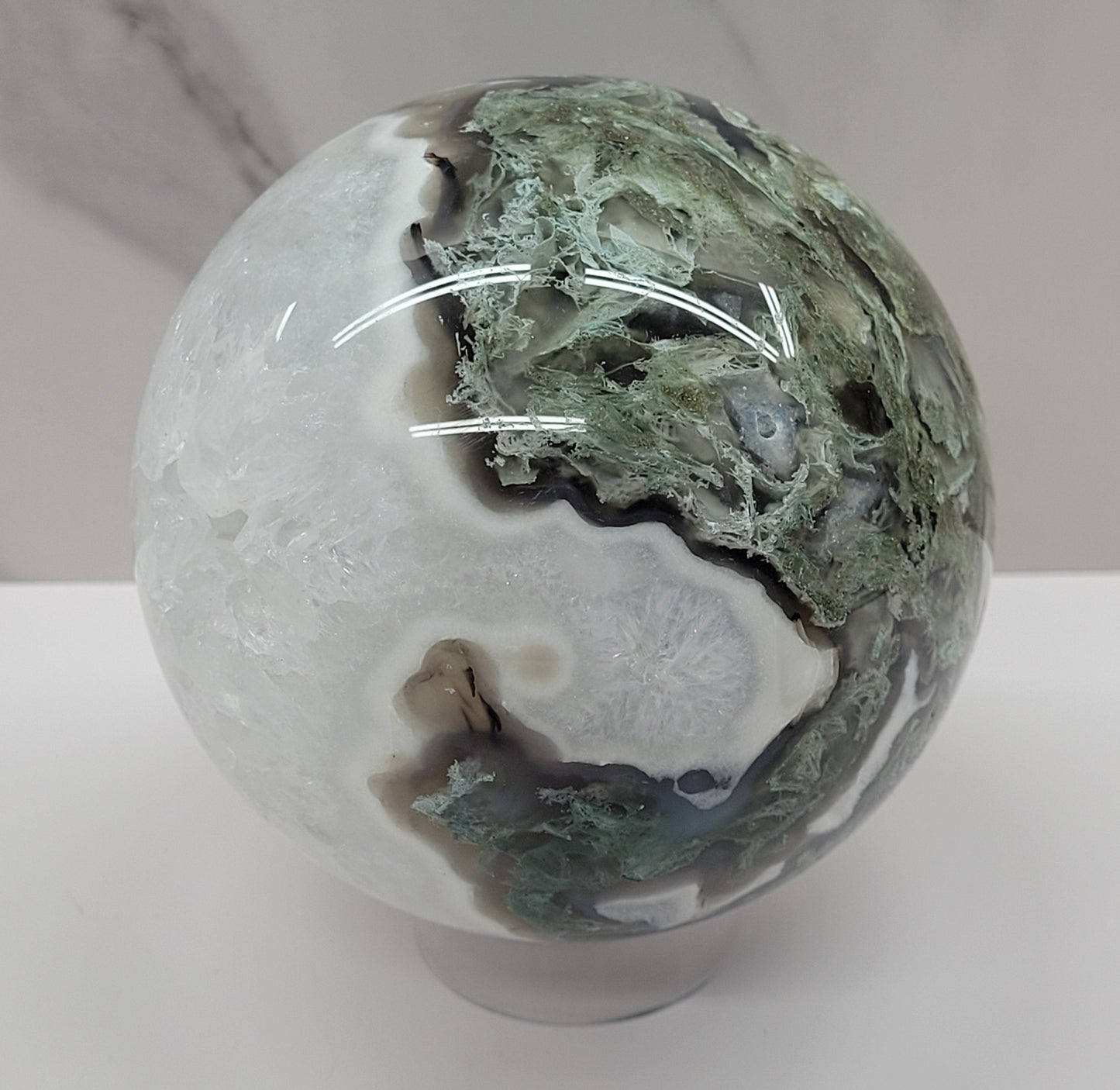 Moss Agate sphere (L & XL)