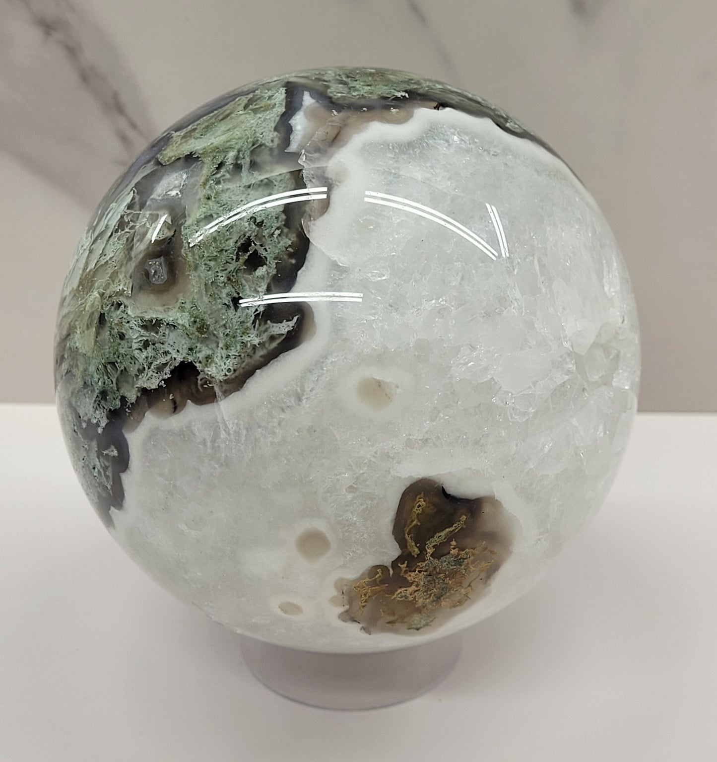 Moss Agate sphere (L & XL)