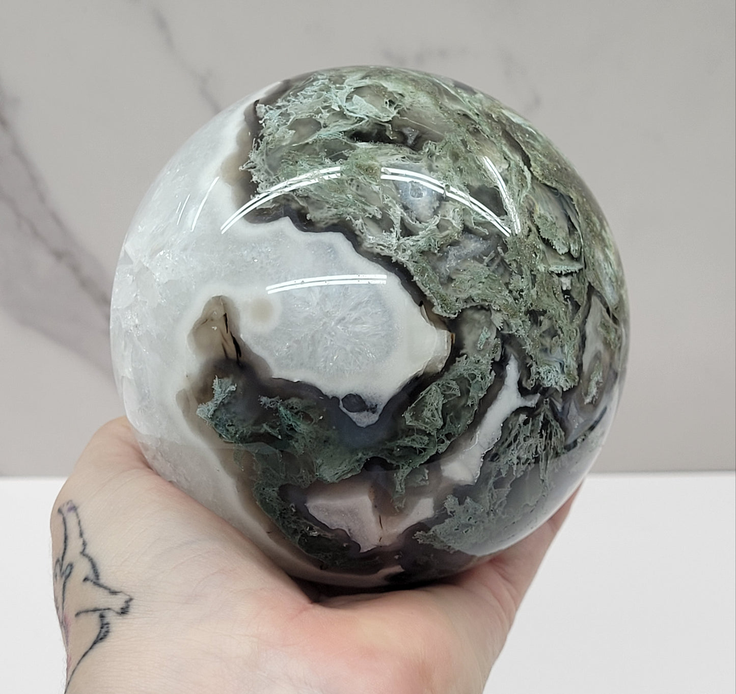 Moss Agate sphere (L & XL)