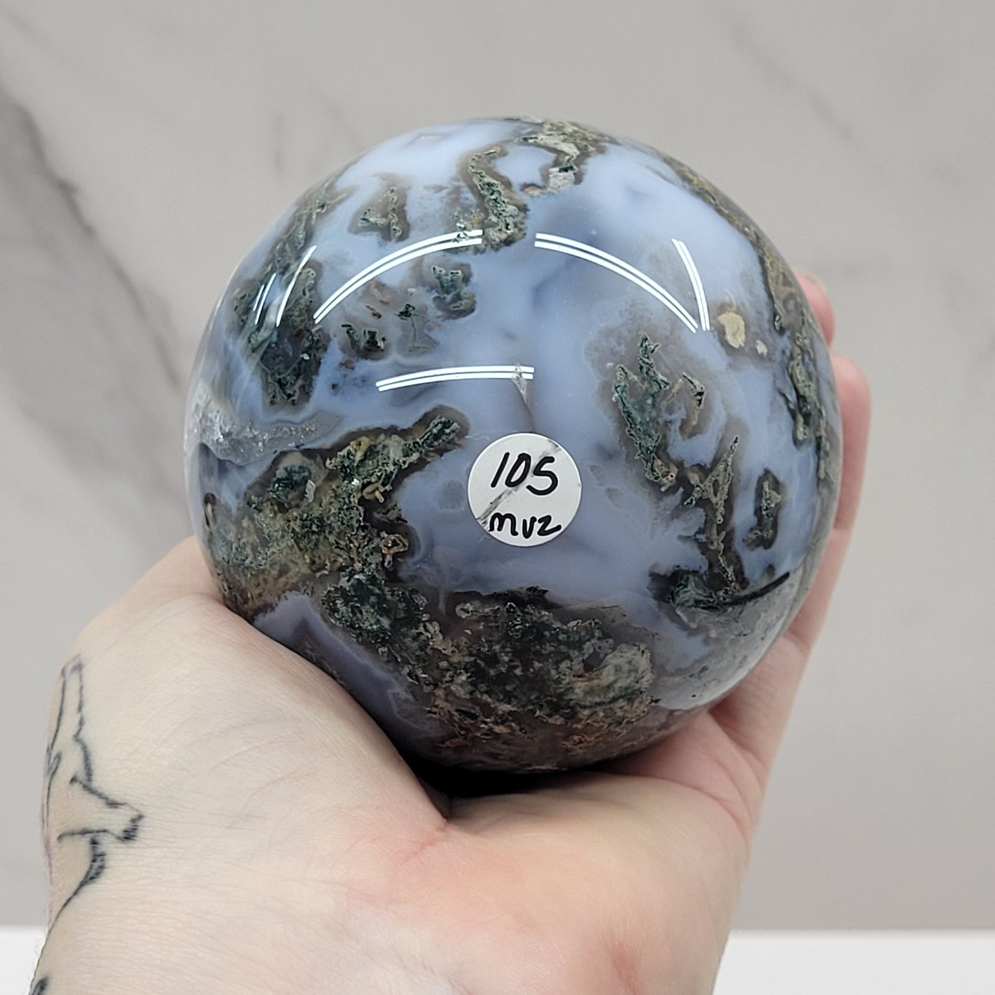 Moss Agate sphere (L & XL)