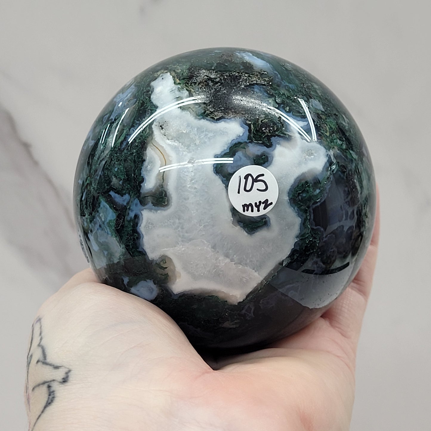 Moss Agate sphere (L & XL)