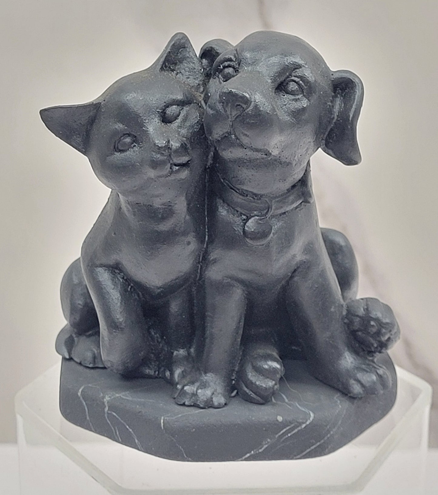 Shungite dog & cat carving